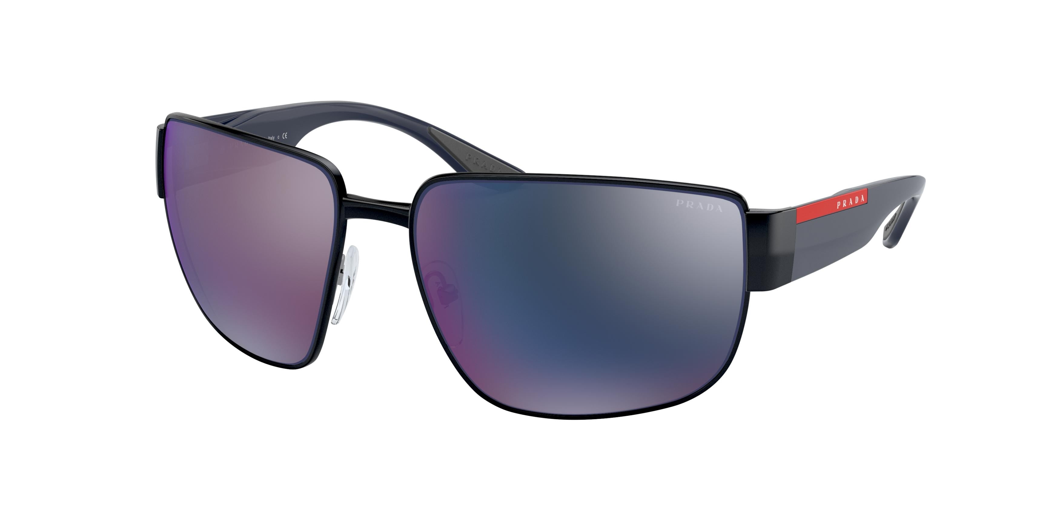 Prada Linea Rossa PS56VS Rectangle Sunglasses 1AB01G-Black 62-130-16 - Color Map Black