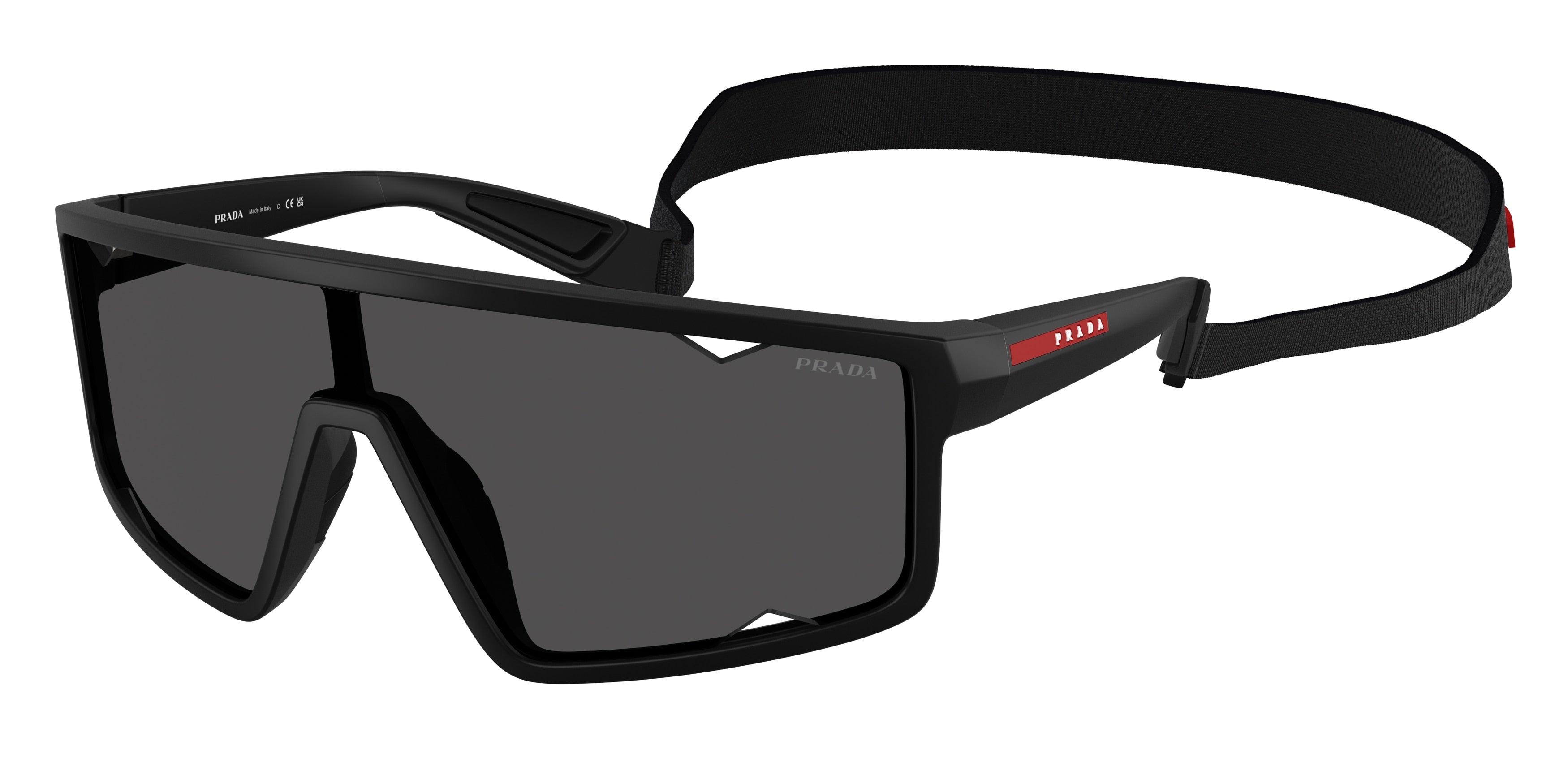 Prada Linea Rossa PSA03S Rectangle Sunglasses  1BO5S0-Matte Black 0-125-141 - Color Map Black