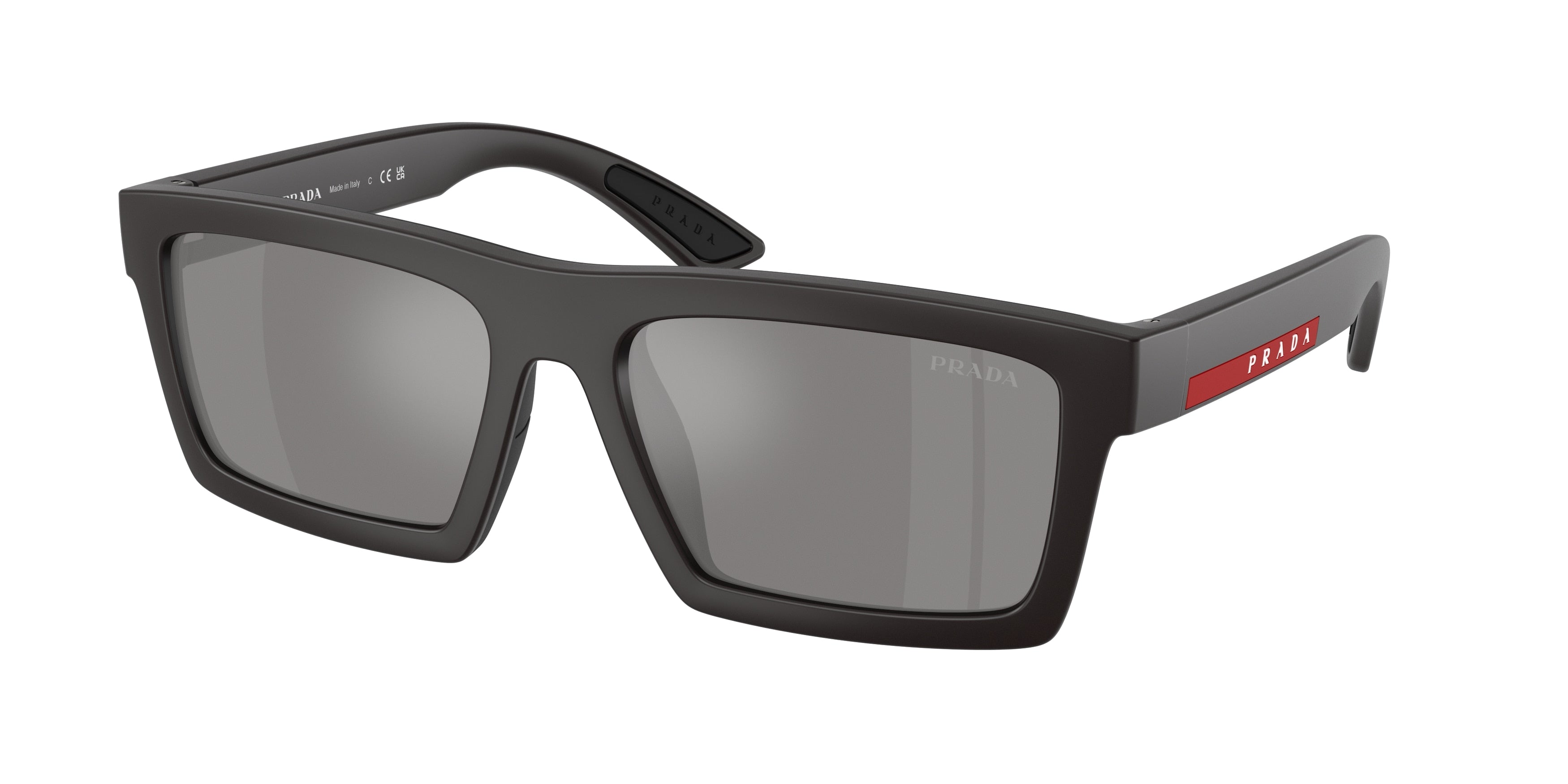 Prada Linea Rossa PSA07S Rectangle Sunglasses  18K60A-Matte Grey/Black Rubber 58-145-18 - Color Map Grey