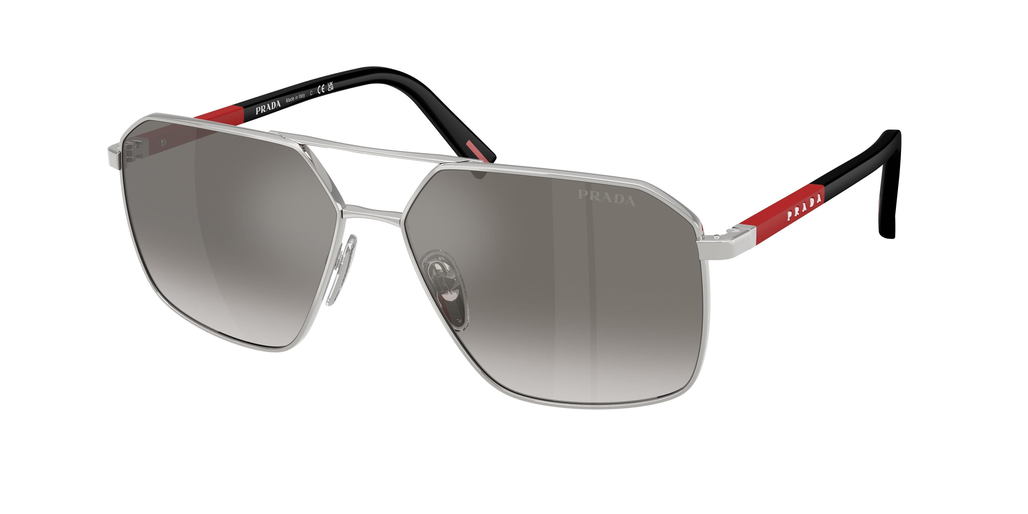 Prada Linea Rossa PSA50S Irregular Sunglasses 1BC02M-Silver 60-145-14 - Color Map Silver