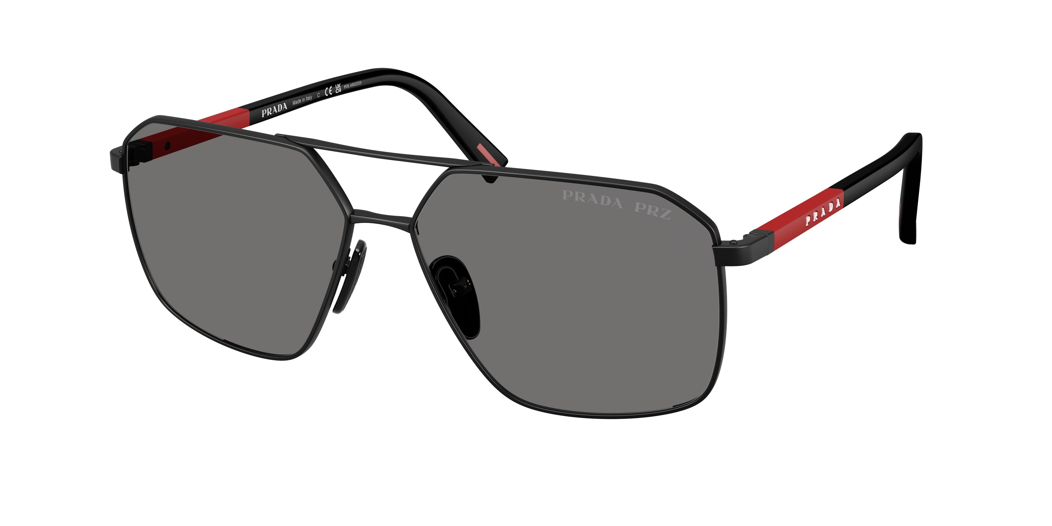 Prada Linea Rossa PSA50S Irregular Sunglasses 1BO02G-Matte Black 60-145-14 - Color Map Black