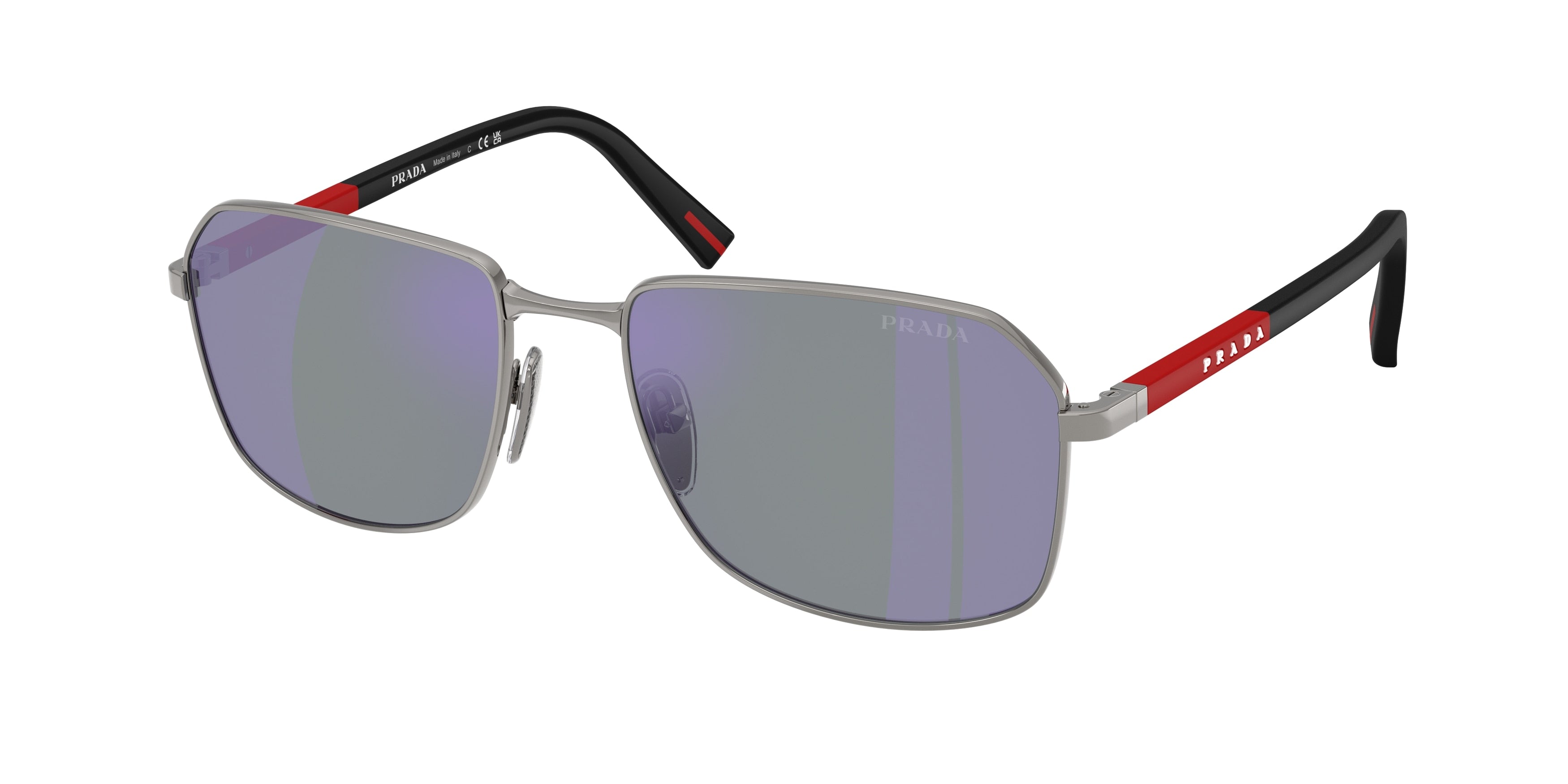 Prada Linea Rossa PSA51S Rectangle Sunglasses 5AV10J-Gunmetal 57-145-18 - Color Map Grey