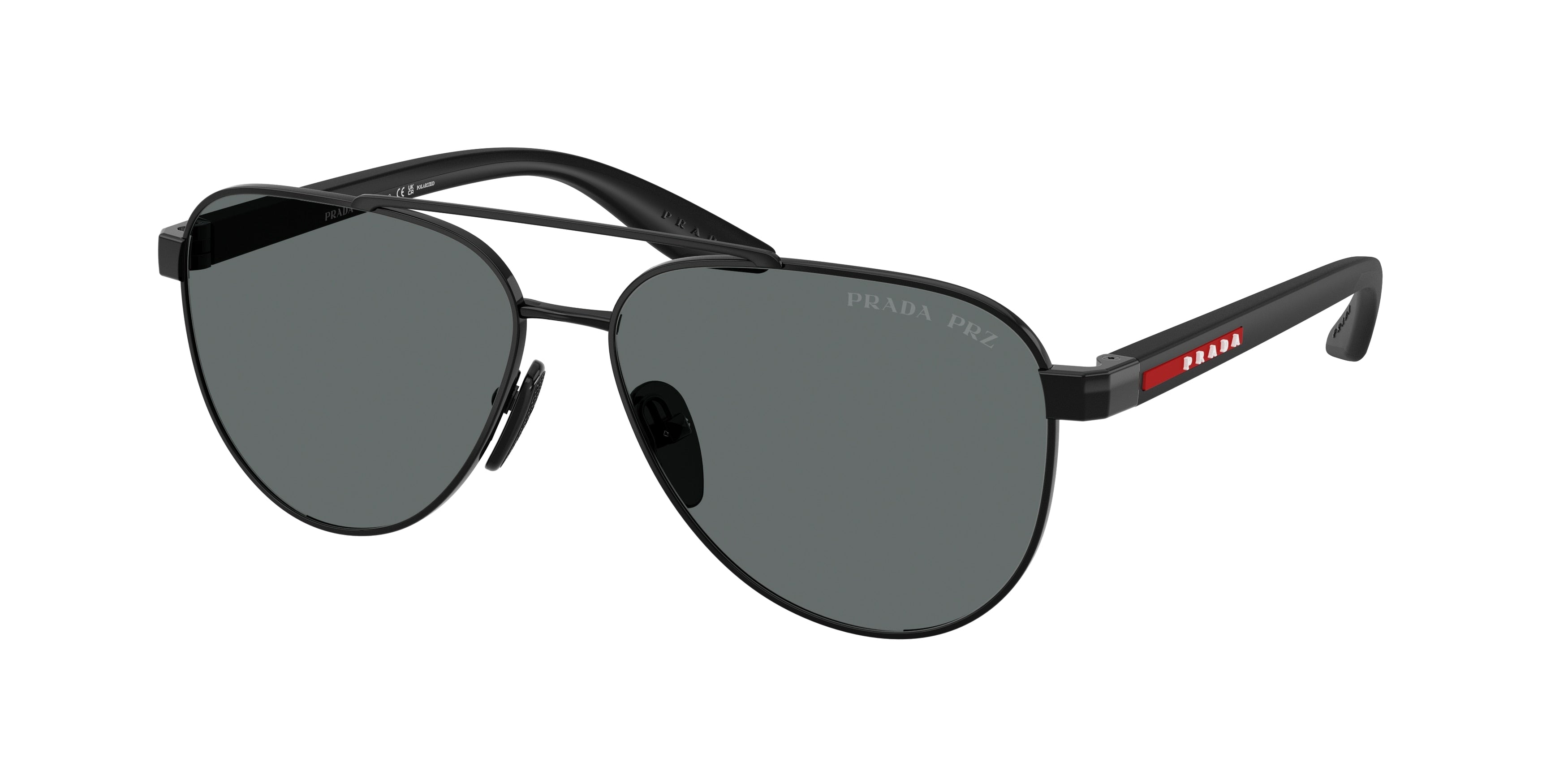 Prada Linea Rossa PSA52S Pilot Sunglasses 1AB5Z1-Black 58-145-14 - Color Map Black