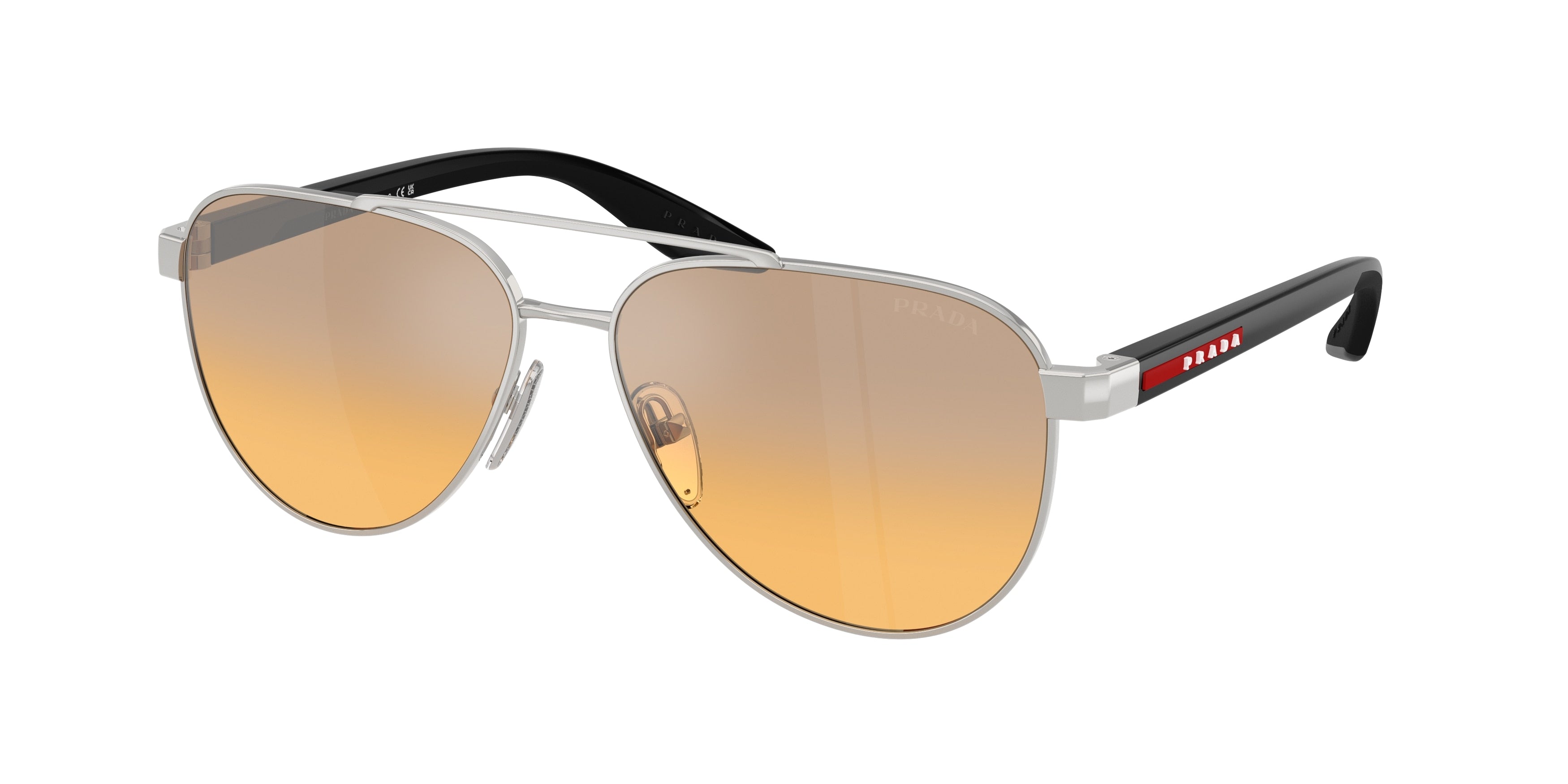 Prada Linea Rossa PSA52S Pilot Sunglasses 1BC40Z-Silver 58-145-14 - Color Map Silver