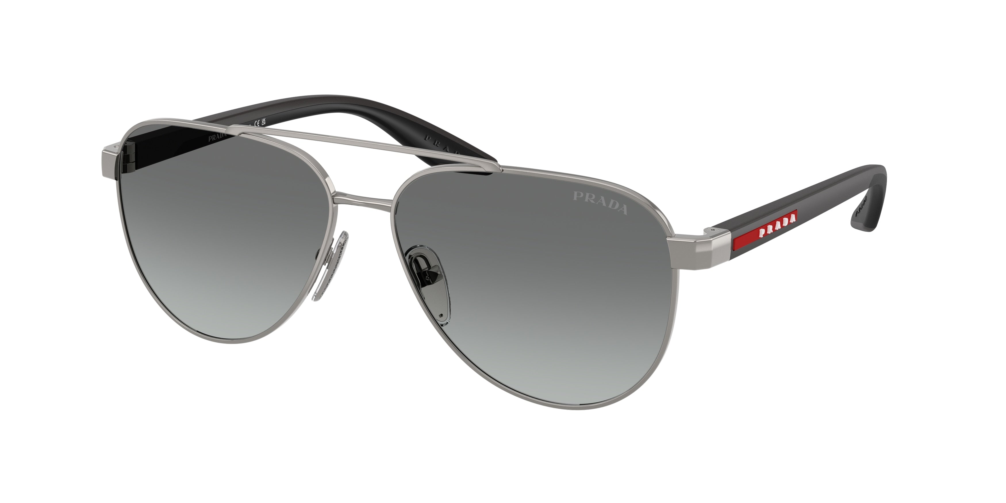 Prada Linea Rossa PSA52S Pilot Sunglasses 5AV3M1-Gunmetal 58-145-14 - Color Map Grey