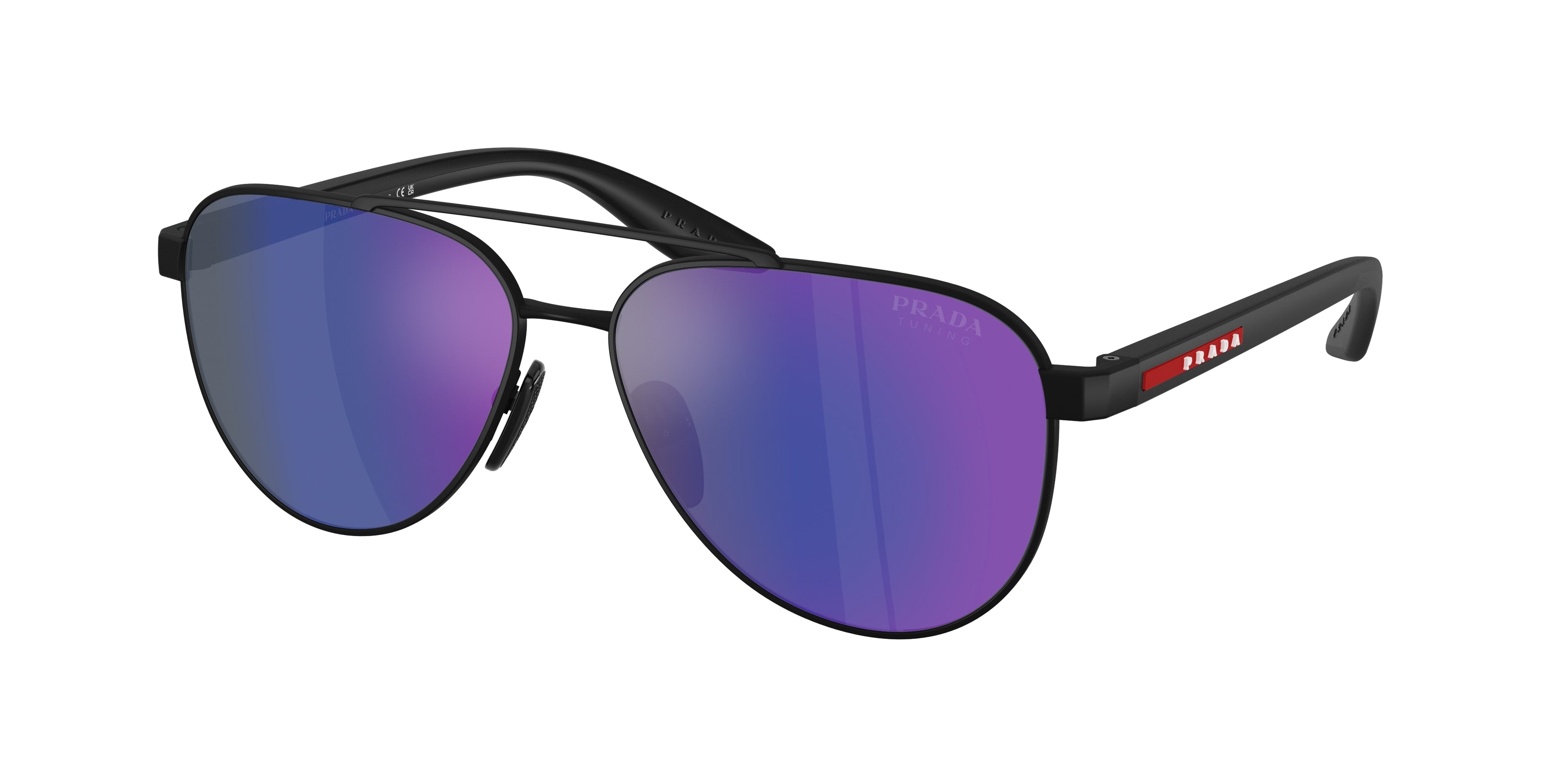 Prada Linea Rossa PSA52S Pilot Sunglasses DG005U-Black Rubber 58-145-14 - Color Map Black