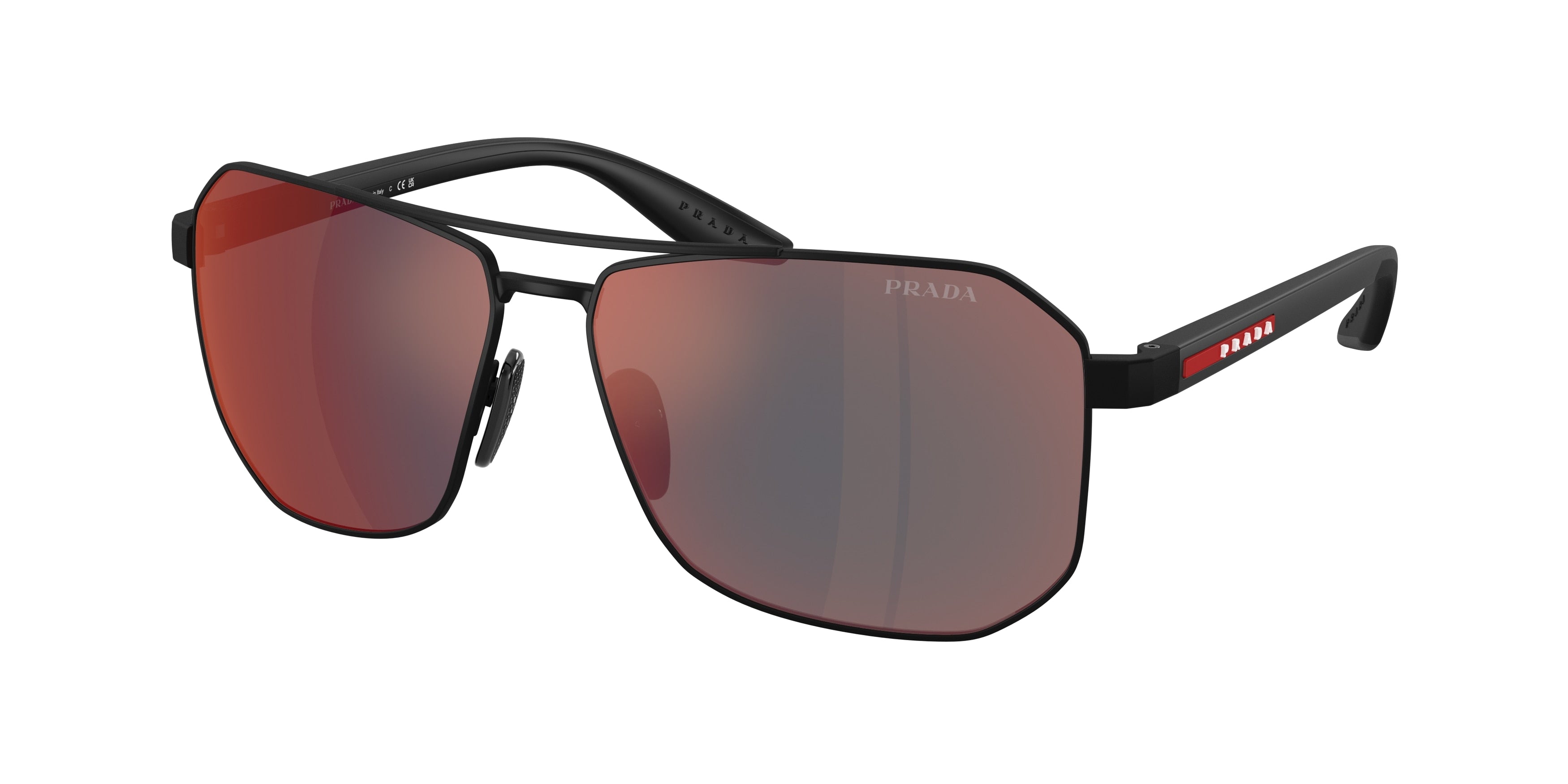 Prada Linea Rossa PSA53S Pilot Sunglasses DG008F-Rubber Black 62-145-14 - Color Map Black