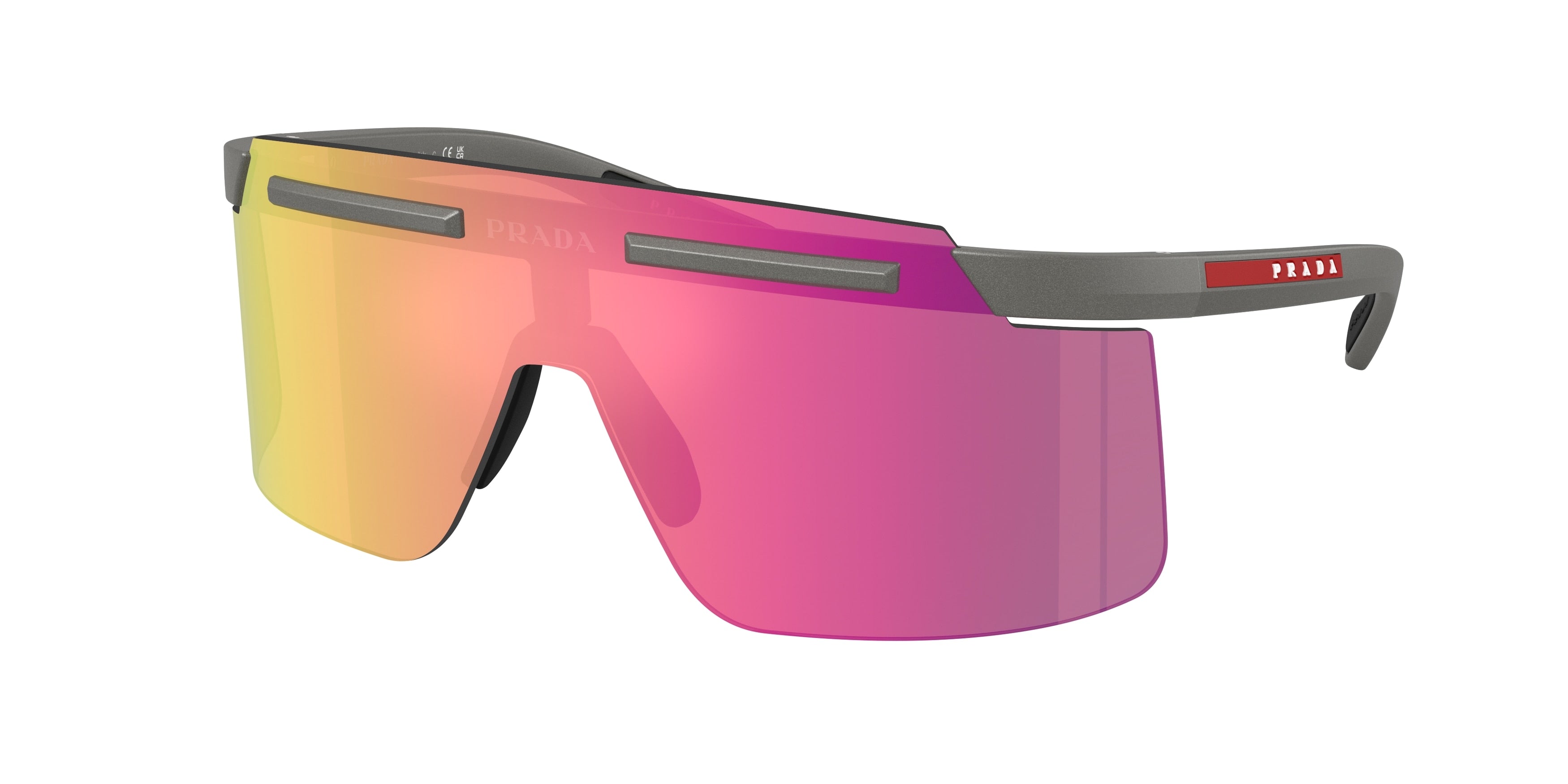 Prada Linea Rossa PSB06S Rectangle Sunglasses for Men — Free Shipping - 0-130-140 / 16X20A-Metal Grey