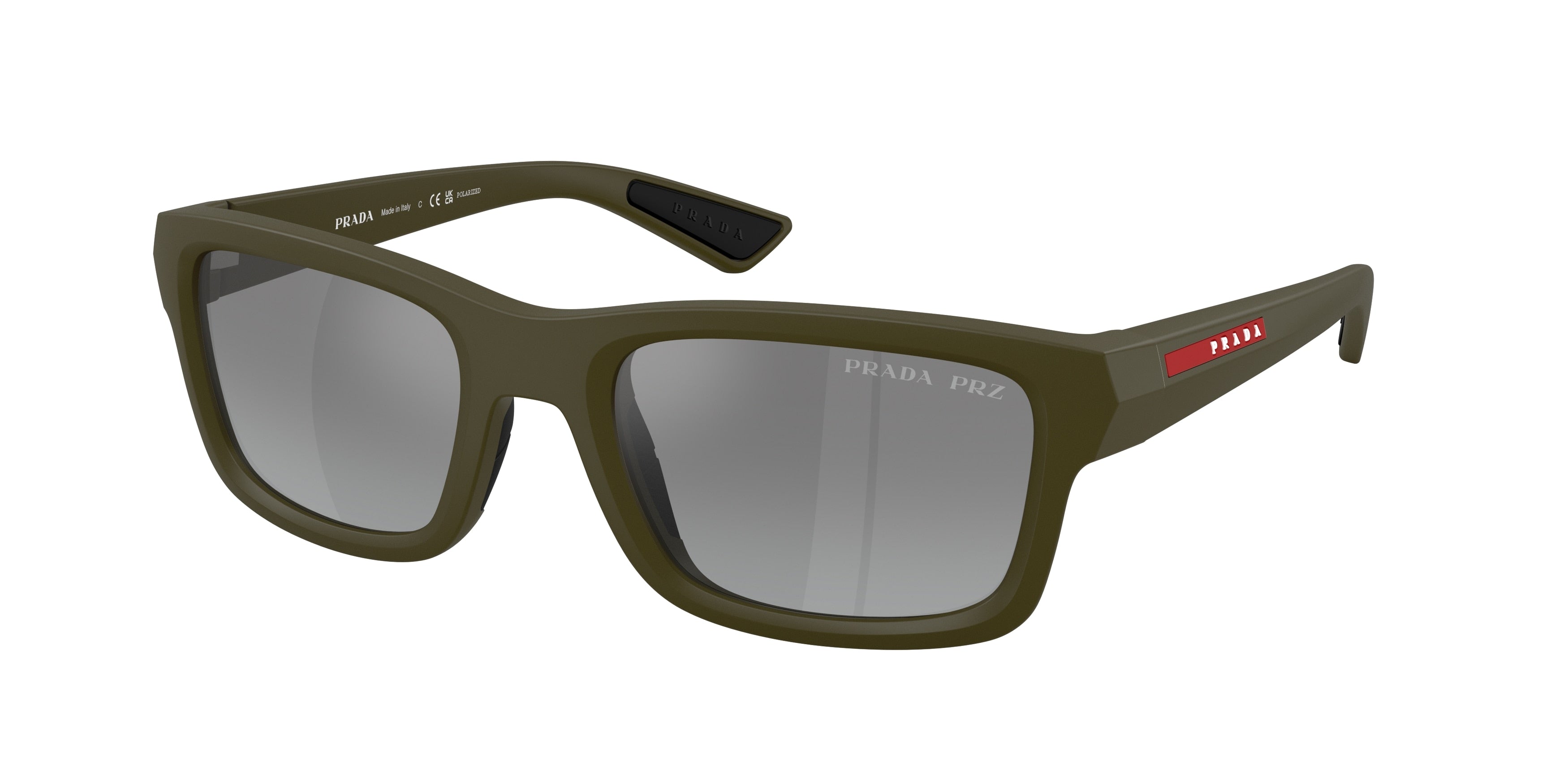 Prada Linea Rossa PSB10S Irregular Sunglasses 15X2F2-Matte Green 54-145-21 - Color Map Green