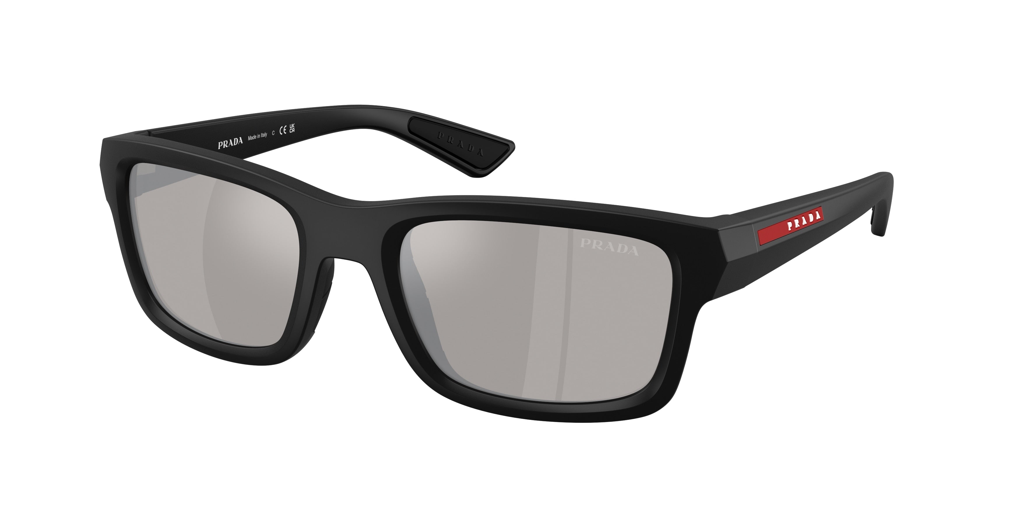 Prada Linea Rossa PSB10S Irregular Sunglasses 1BO80Z-Matte Black 54-145-21 - Color Map Black