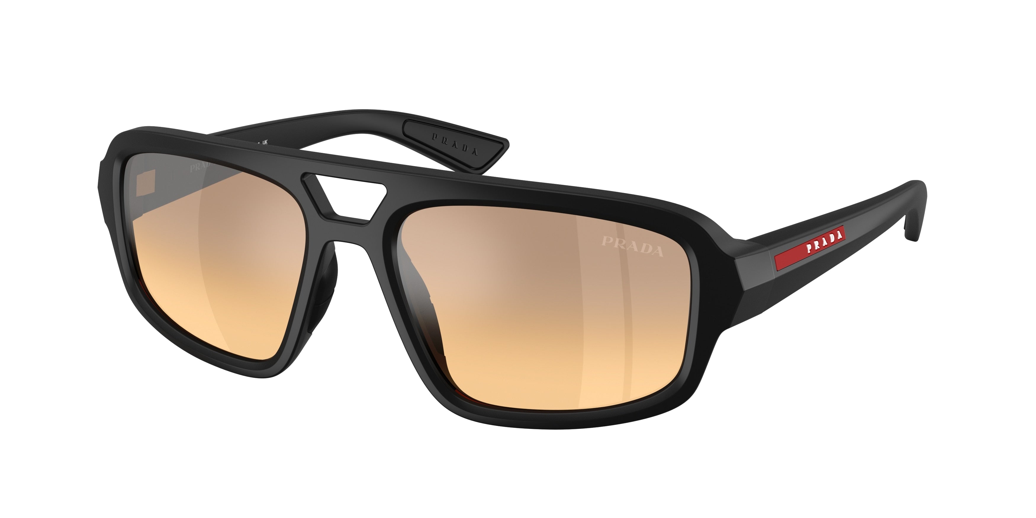 Prada Linea Rossa PSB11SU Irregular Sunglasses 1BO40Z-Matte Black 57-145-18 - Color Map Black