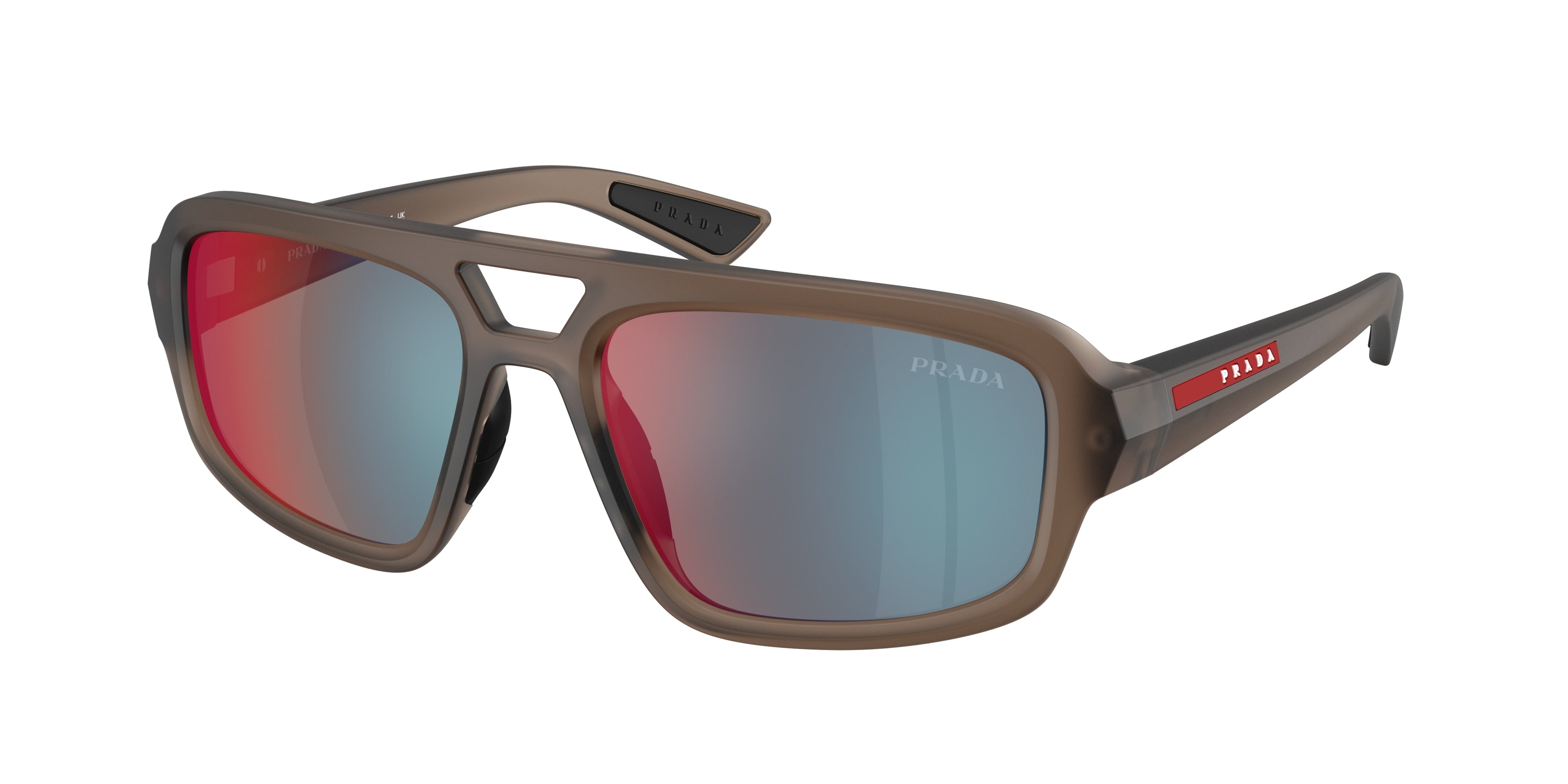Prada Linea Rossa PSB11SU Irregular Sunglasses 29F21A-Frosted Brown 57-145-18 - Color Map Brown