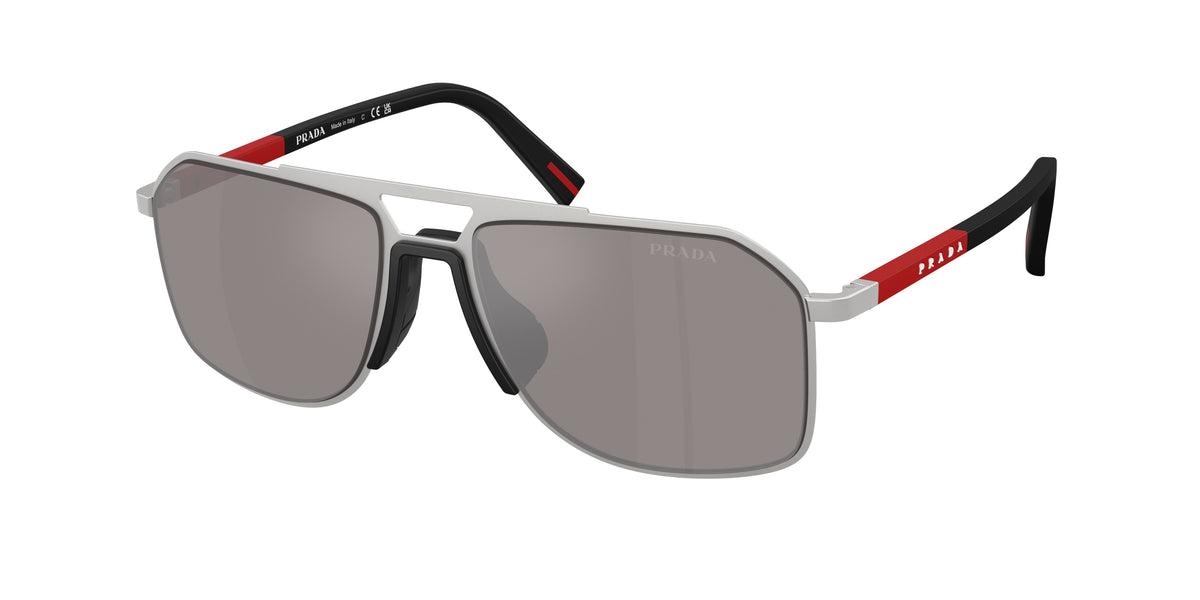 Prada Linea Rossa PSB51S Pilot Sunglasses for Men — Free Shipping - 56-145-17 / 18X80I-Matte Silver