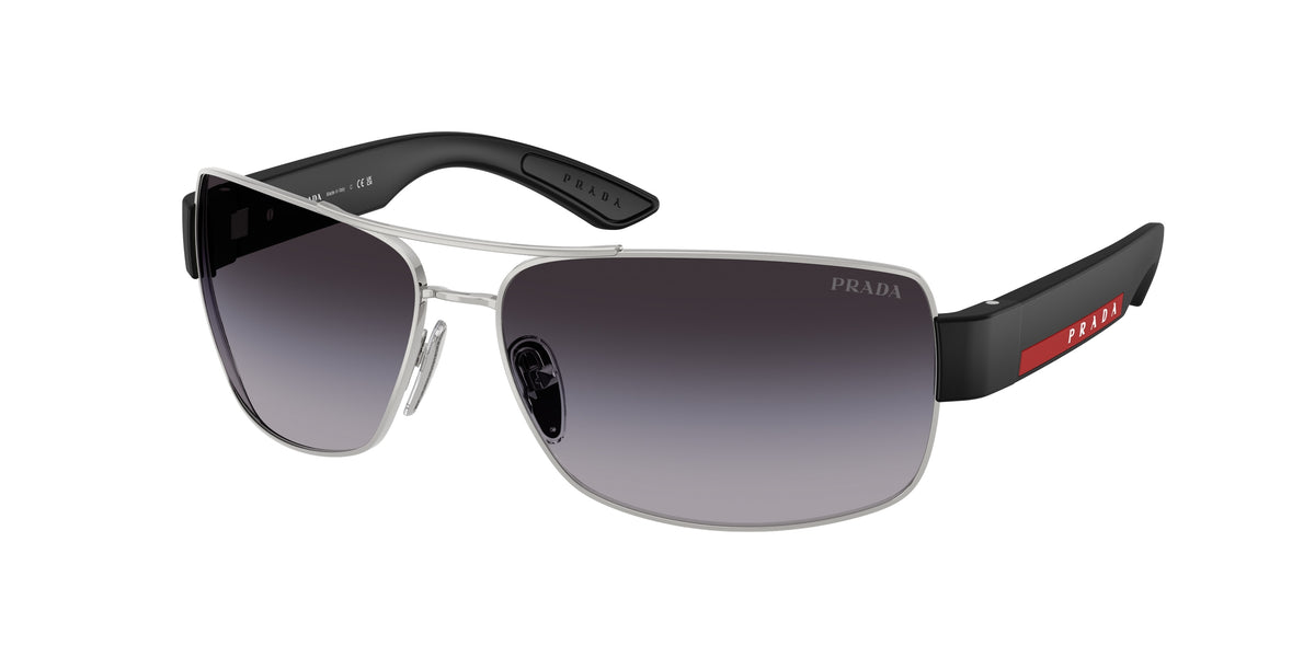 Prada Linea Rossa PSB52S Irregular Sunglasses for Men — Free Shipping - 65-130-14 / 1BC09U-Silver