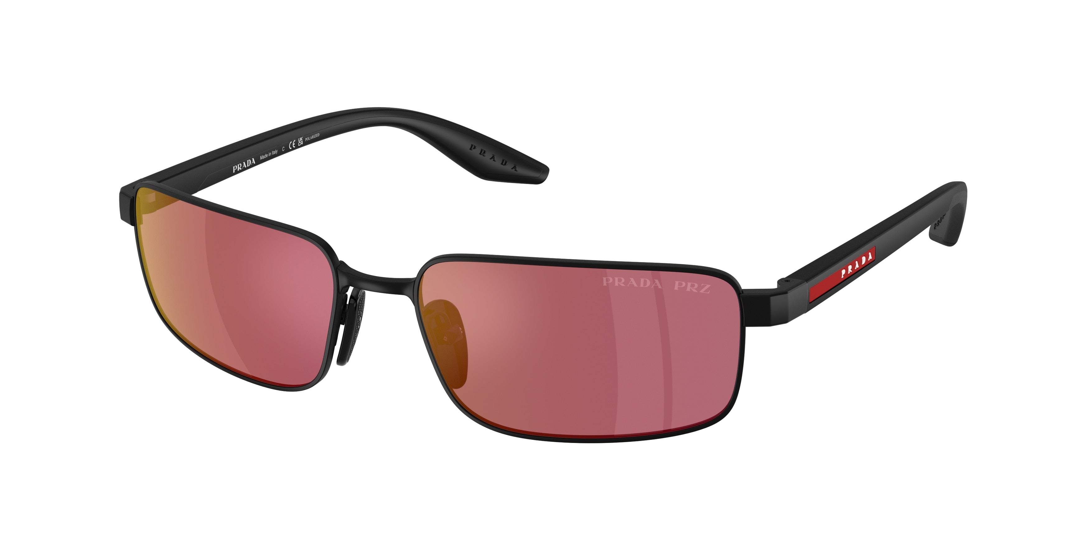 Prada Linea Rossa PSB54S Rectangle Sunglasses 1BO07A-Matte Black 59-145-17 - Color Map Black