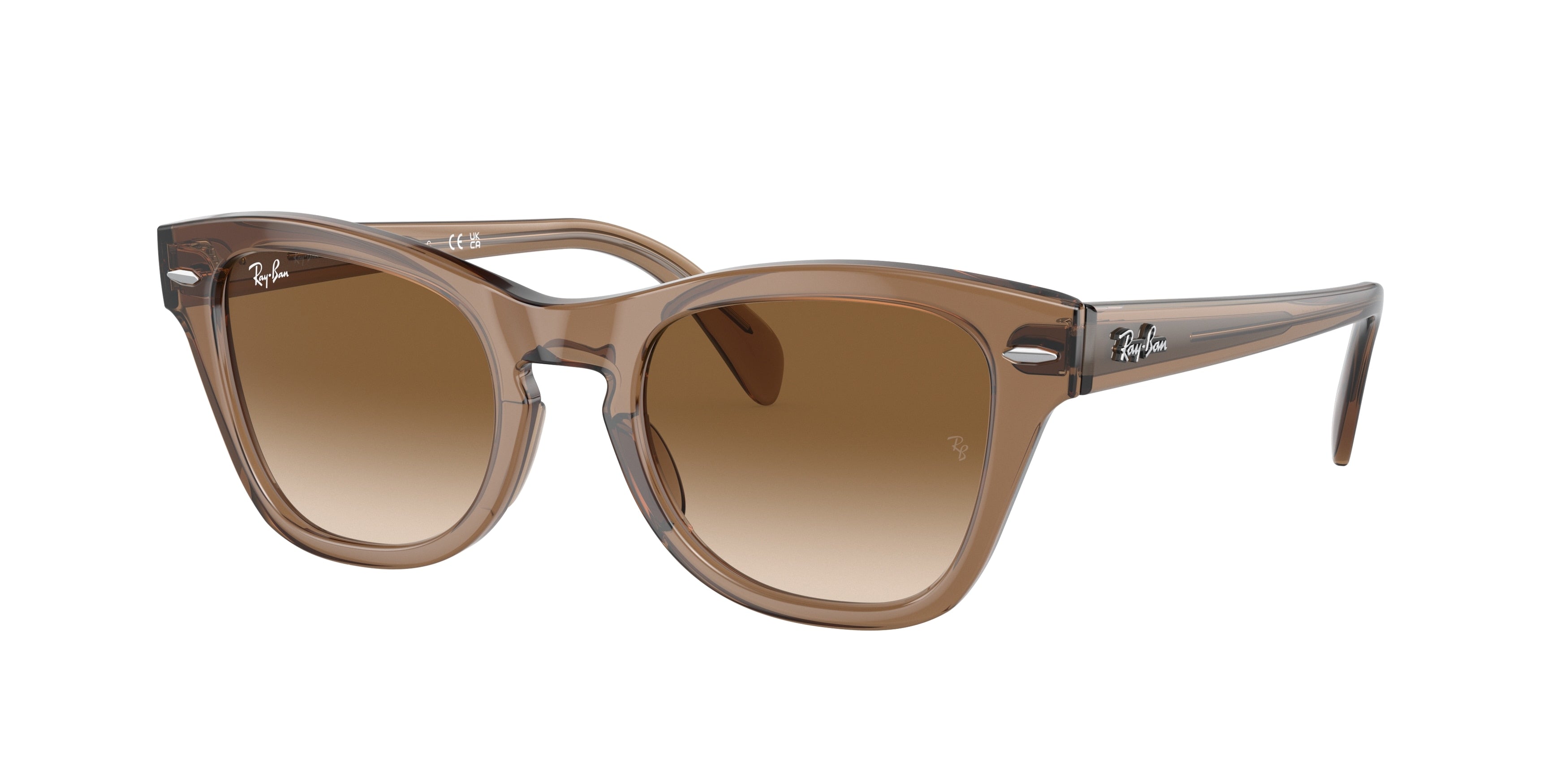 Ray-Ban RB0707S Square Sunglasses  664051-Transparent Light Brown 53-145-21 - Color Map Brown