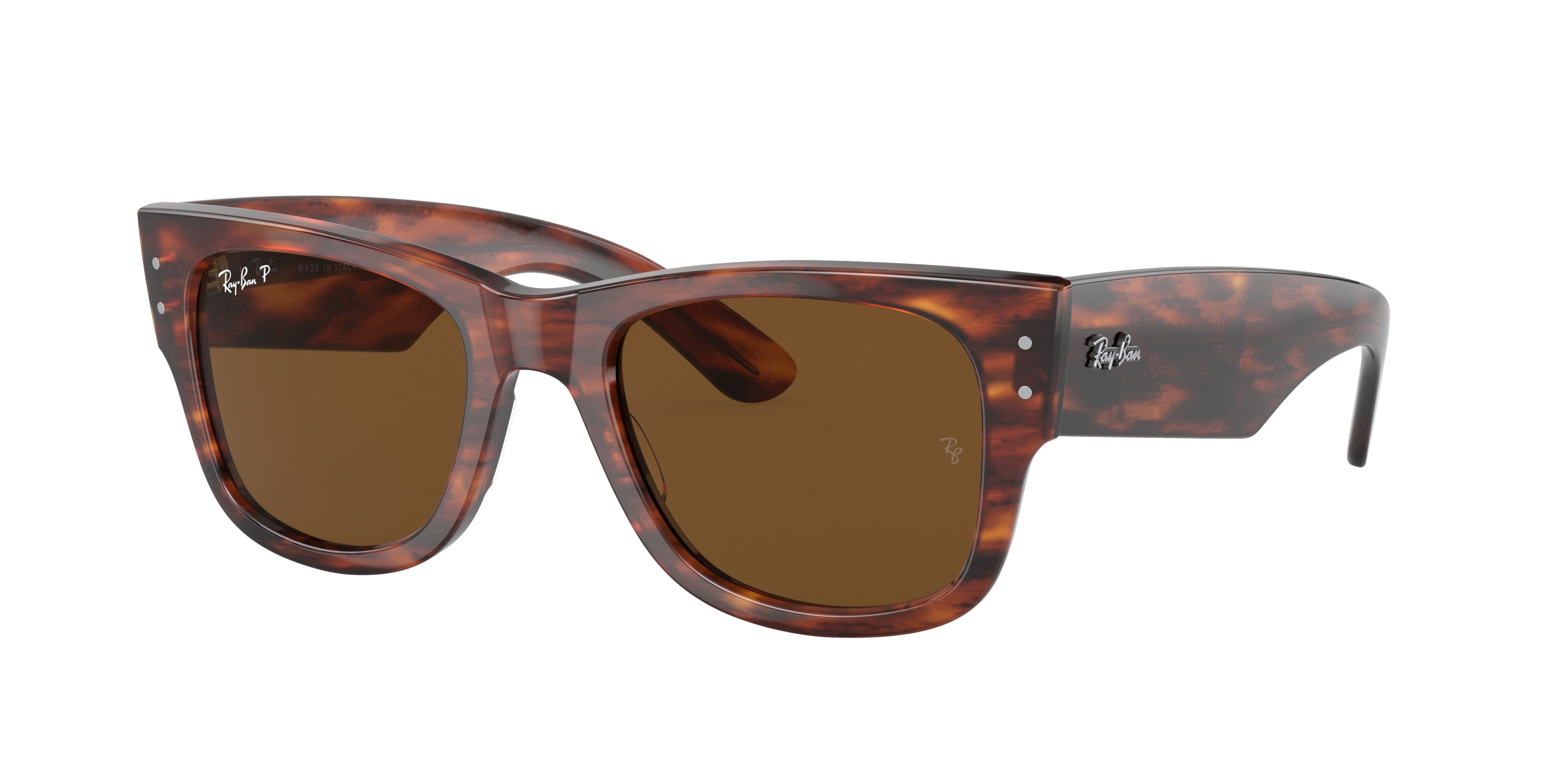 Ray-Ban MEGA WAYFARER RB0840SF Square Sunglasses  954/57-Striped Havana 52-145-21 - Color Map Brown