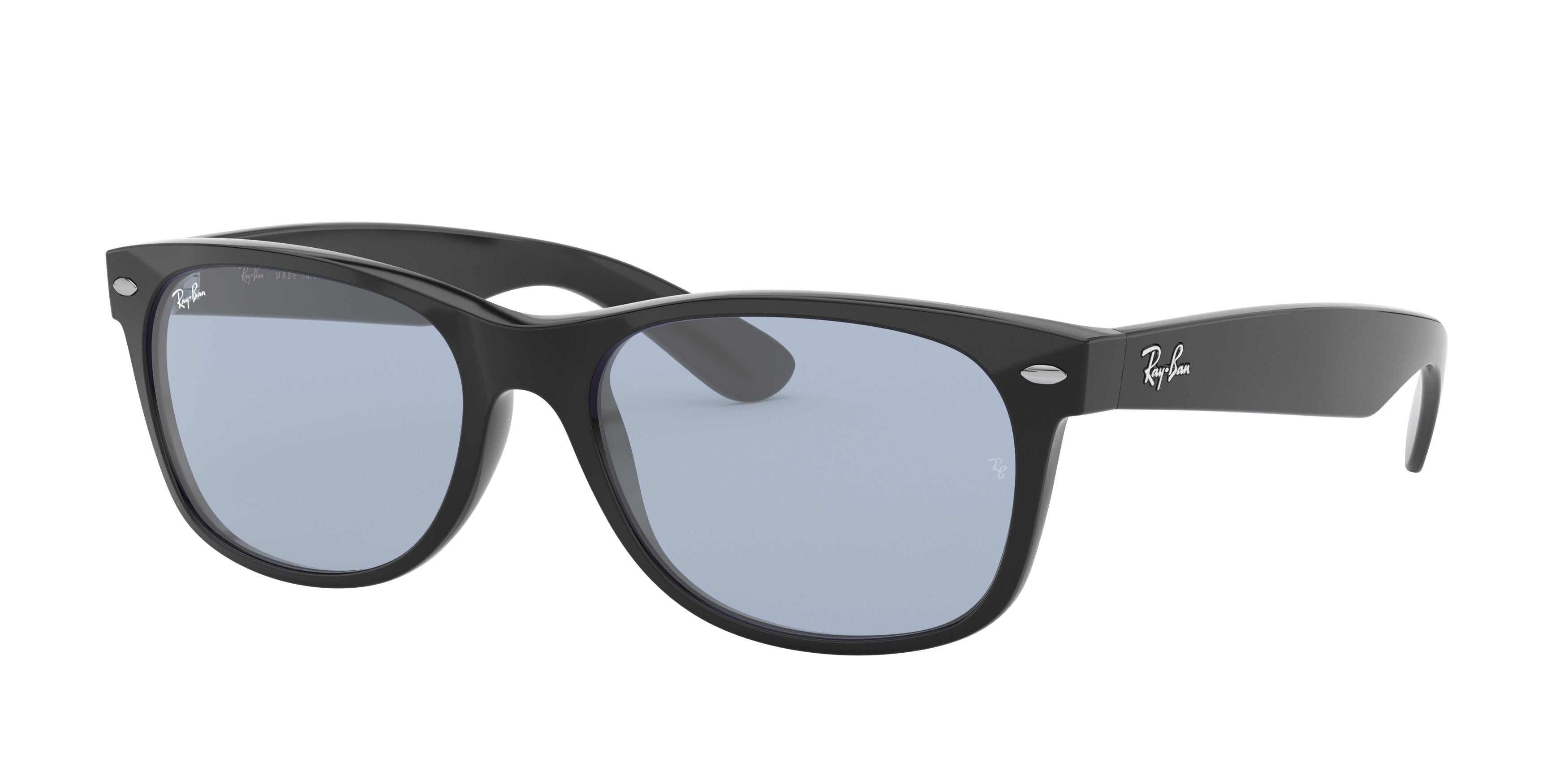 Ray-Ban NEW WAYFARER LOW BRIDGE FIT RB2132F Square Sunglasses  601/64-Black 54-140-18 - Color Map Black