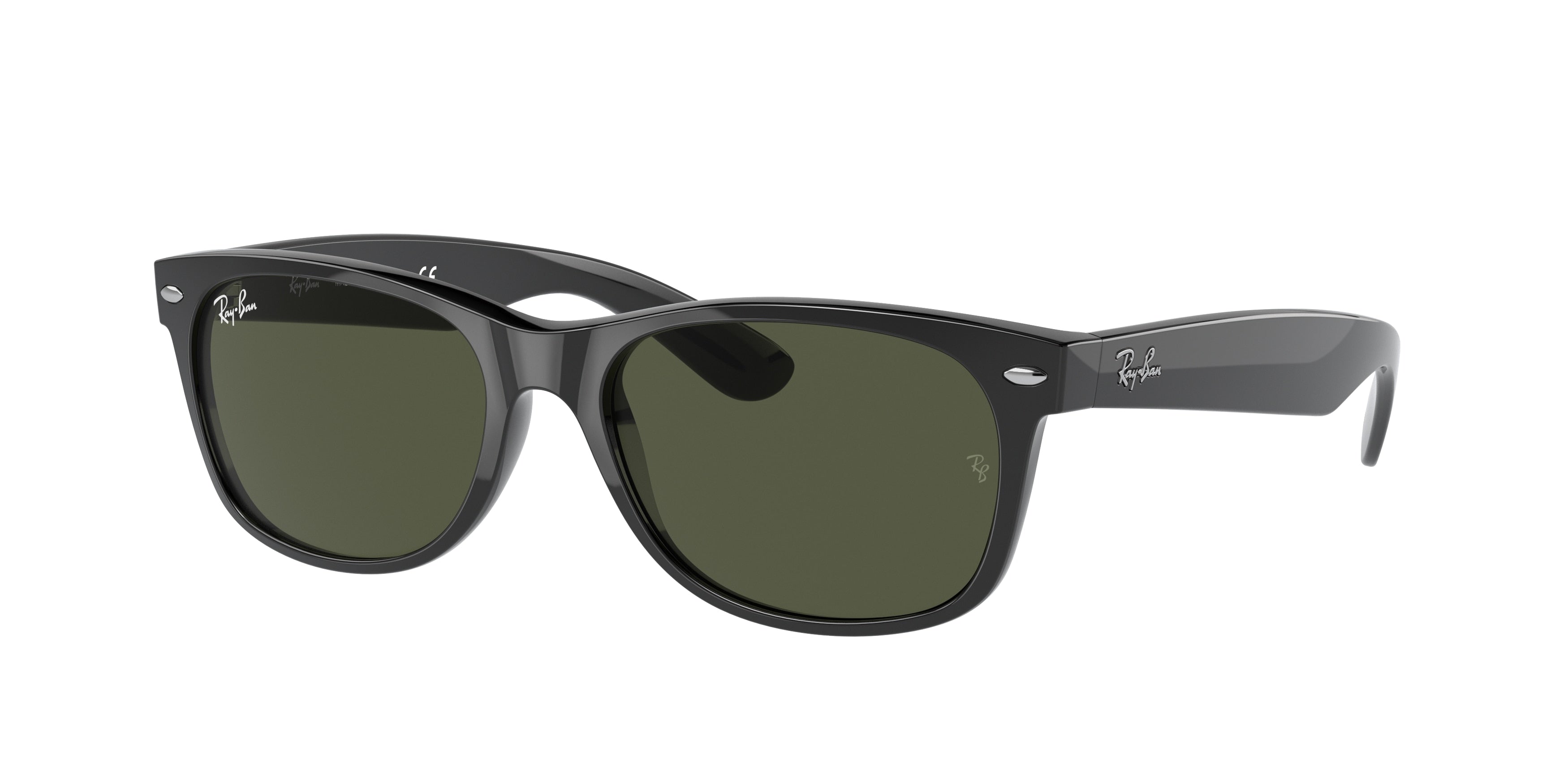 Ray-Ban NEW WAYFARER LOW BRIDGE FIT RB2132F Square Sunglasses  901L-Black 54-140-18 - Color Map Black