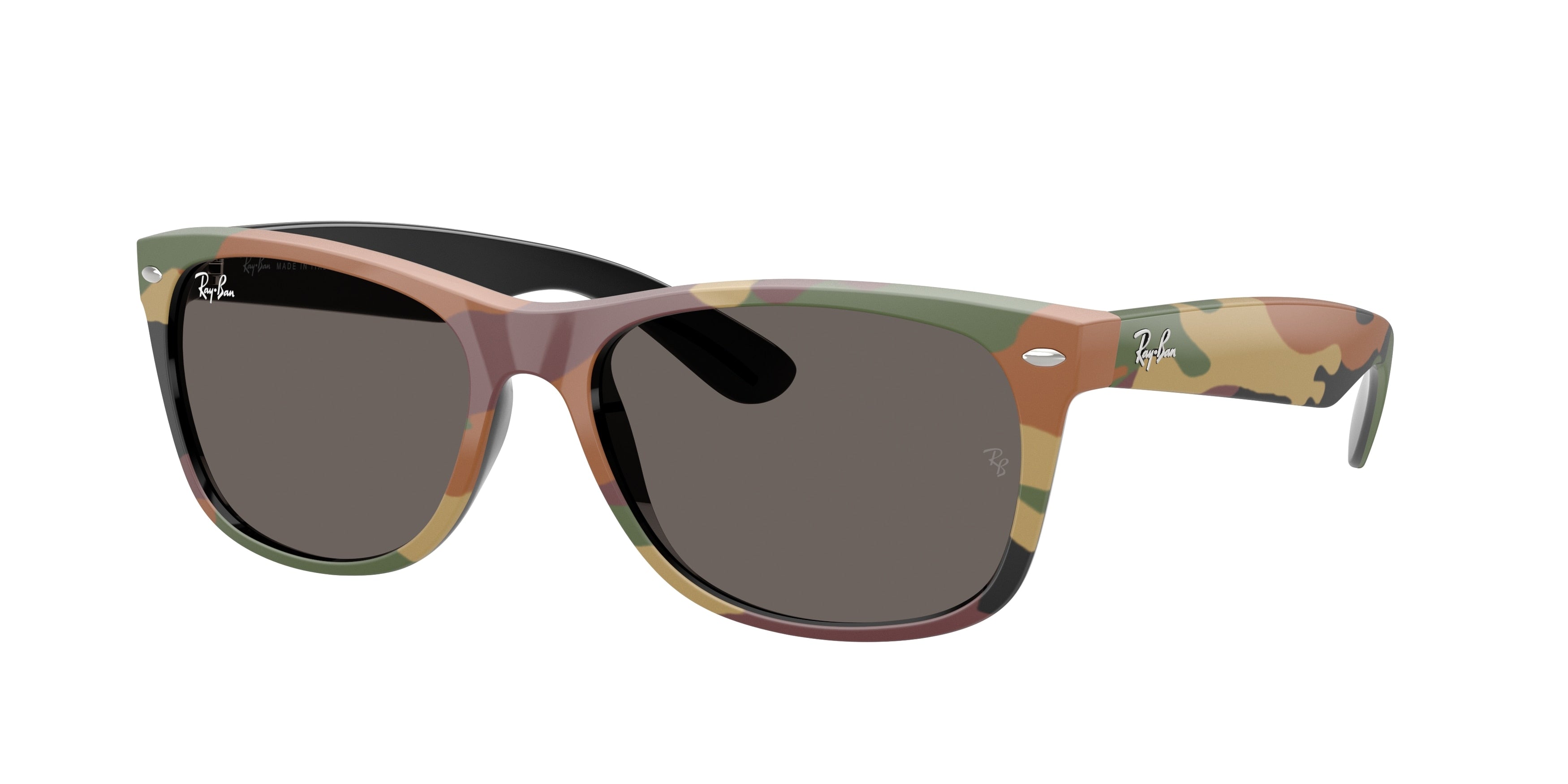Ray-Ban NEW WAYFARER RB2132 Square Sunglasses  6822B1-Black & Green Camuflage 55-145-18 - Color Map Black
