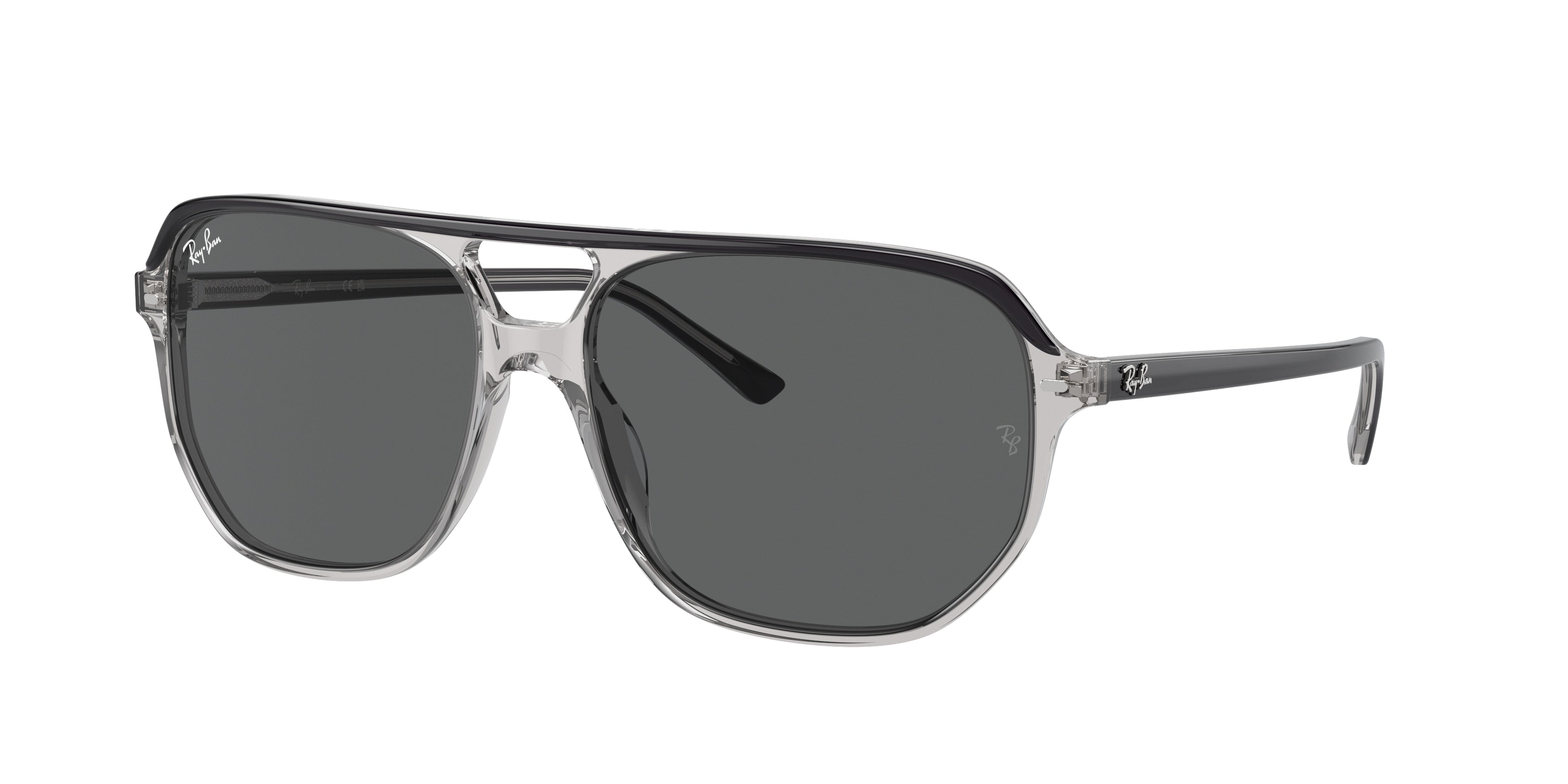Ray-Ban BILL ONE RB2205 Irregular Sunglasses  1396B1-Dark Grey On Transparent Grey 60-145-16 - Color Map Grey