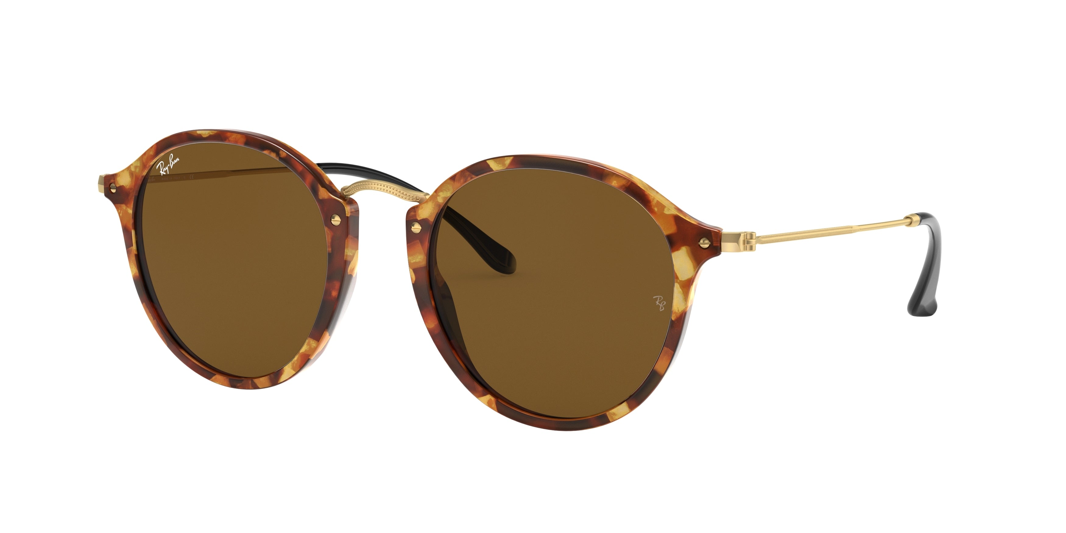 Ray-Ban ROUND RB2447 Round Sunglasses 1160-Brown Havana 49-145-21 - Color Map Brown