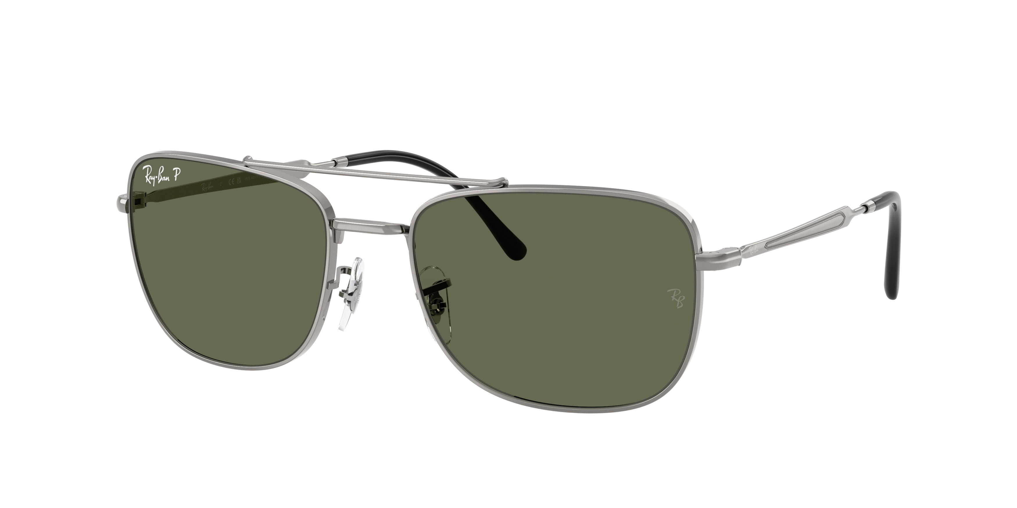 Ray-Ban RB3755 Rectangle Sunglasses  004/58-Gunmetal 62-145-19 - Color Map Grey
