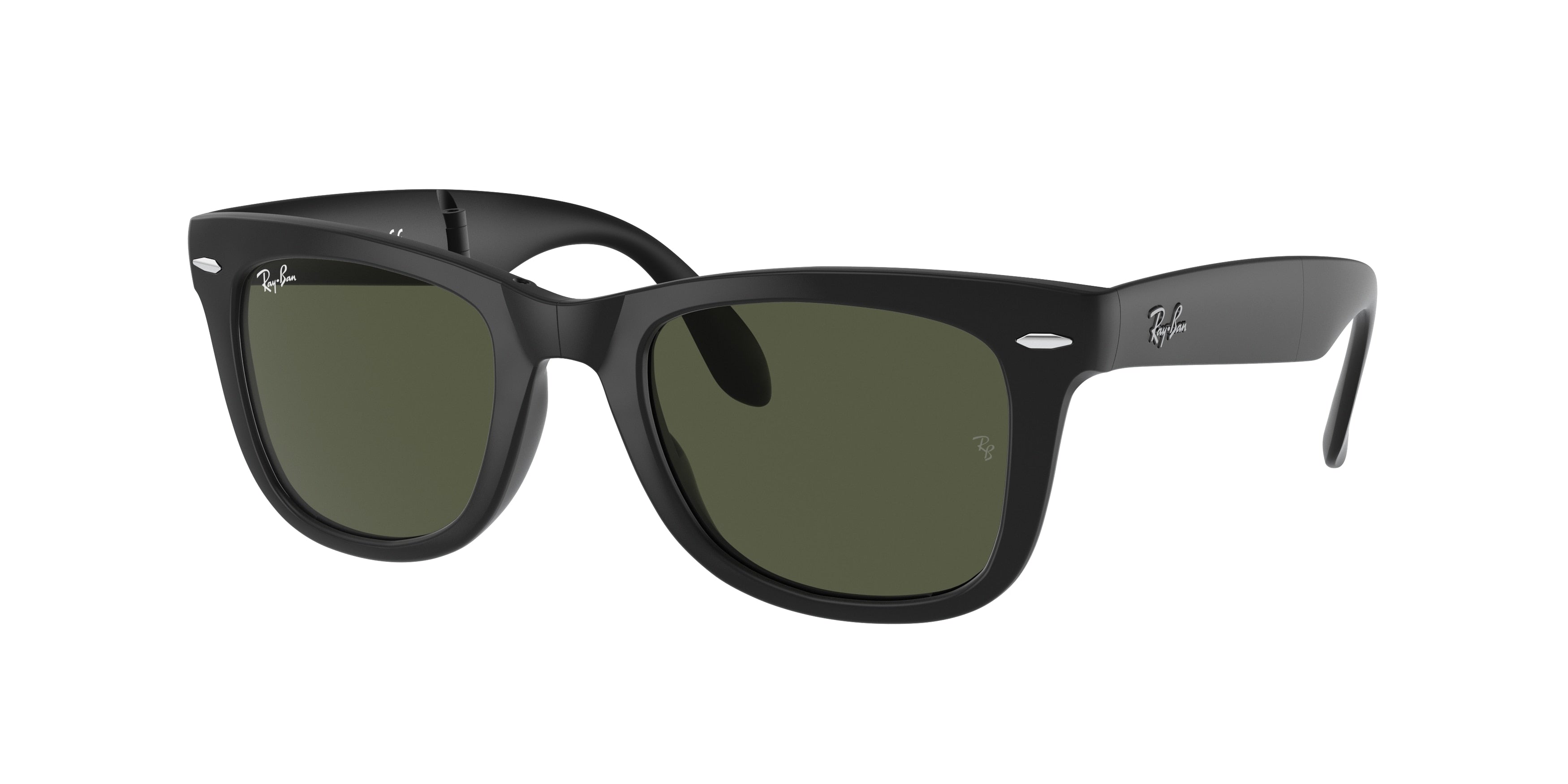 Ray-Ban FOLDING WAYFARER RB4105 Square Sunglasses 601S-Black 55-140-20 - Color Map Black