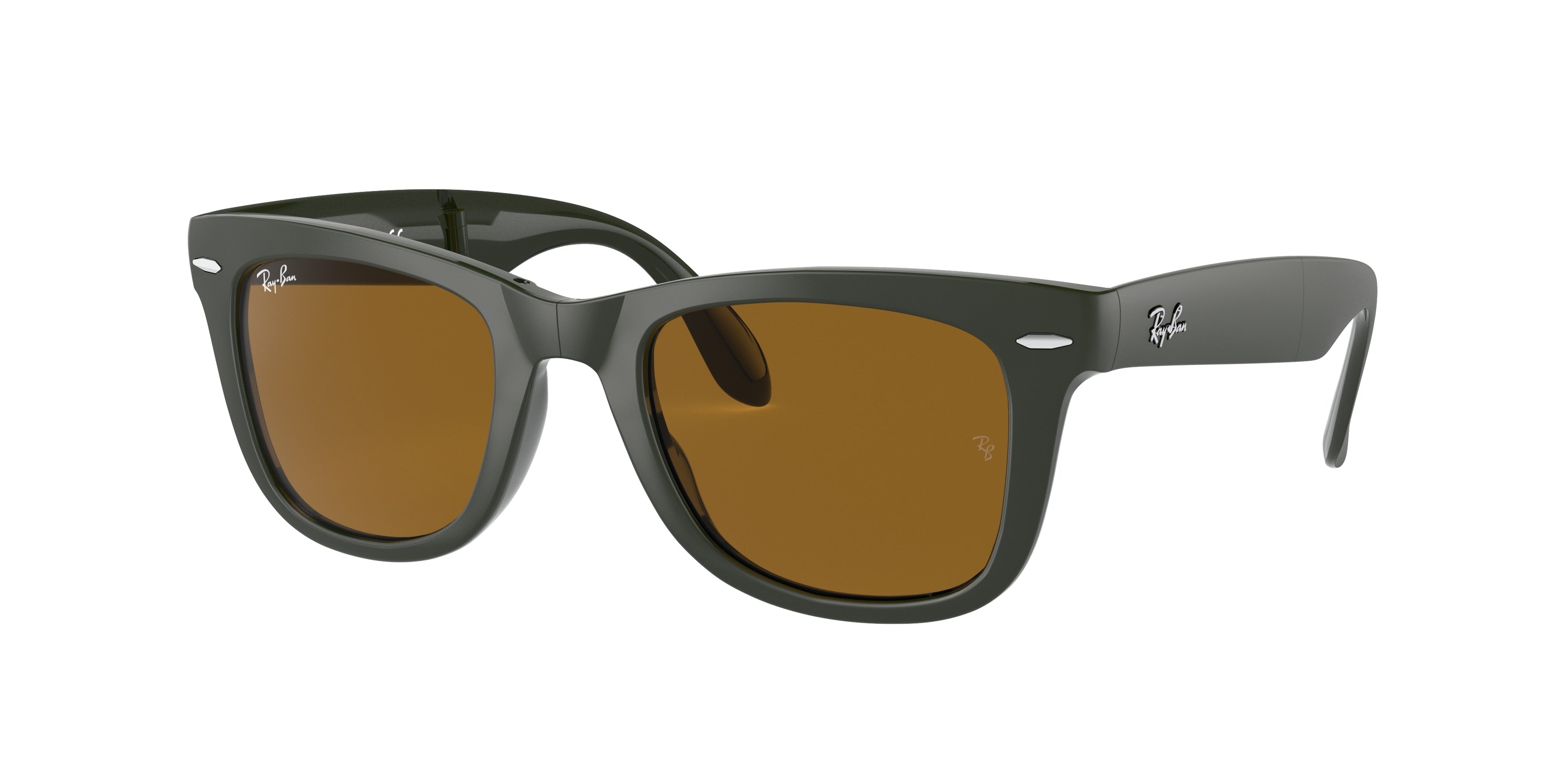 Ray-Ban FOLDING WAYFARER RB4105 Square Sunglasses 657533-Military Green 51-140-22 - Color Map Green
