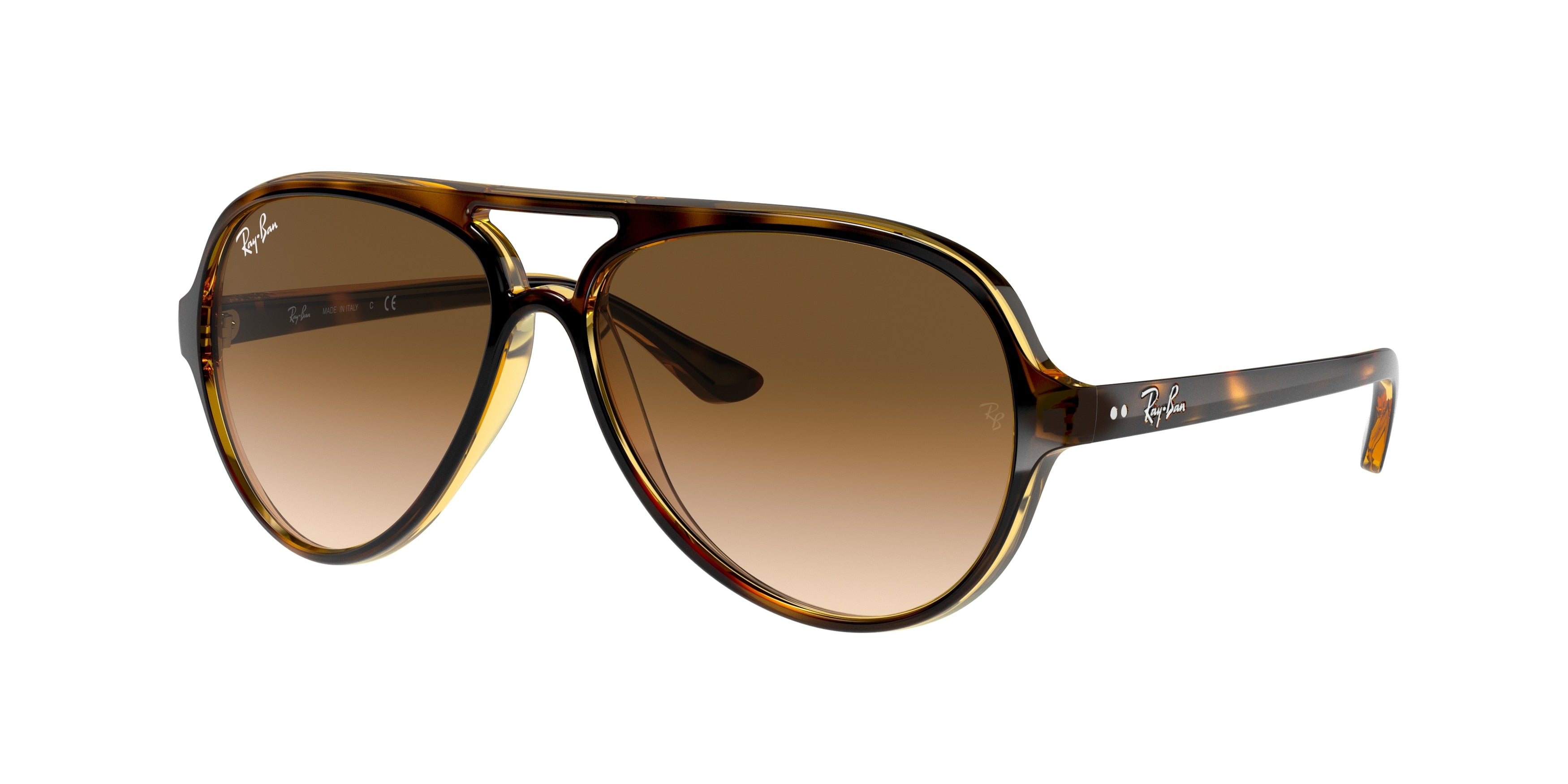Ray-Ban CATS 5000 RB4125 Pilot Sunglasses  710/51-Light Havana 57-140-13 - Color Map Tortoise