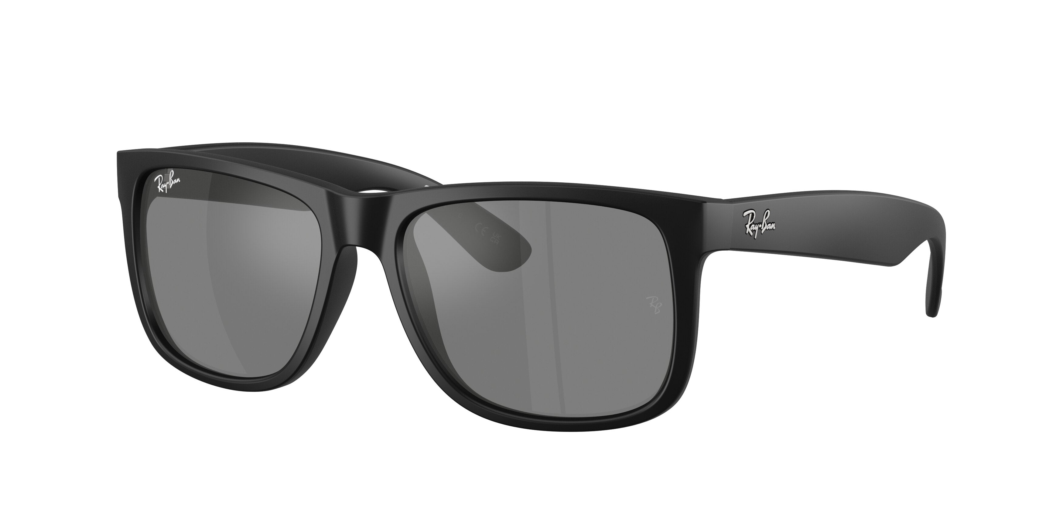 Ray-Ban JUSTIN RB4165F Square Sunglasses  622/6G-Rubber Black 58-140-17 - Color Map Black