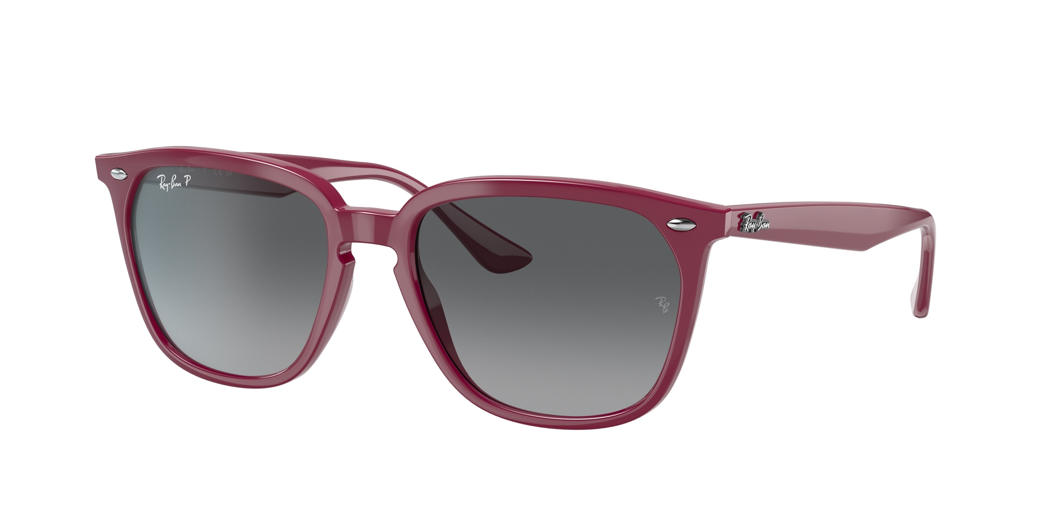 Ray-Ban RB4362 Square Sunglasses  6383T3-Bordeaux 55-145-18 - Color Map Red
