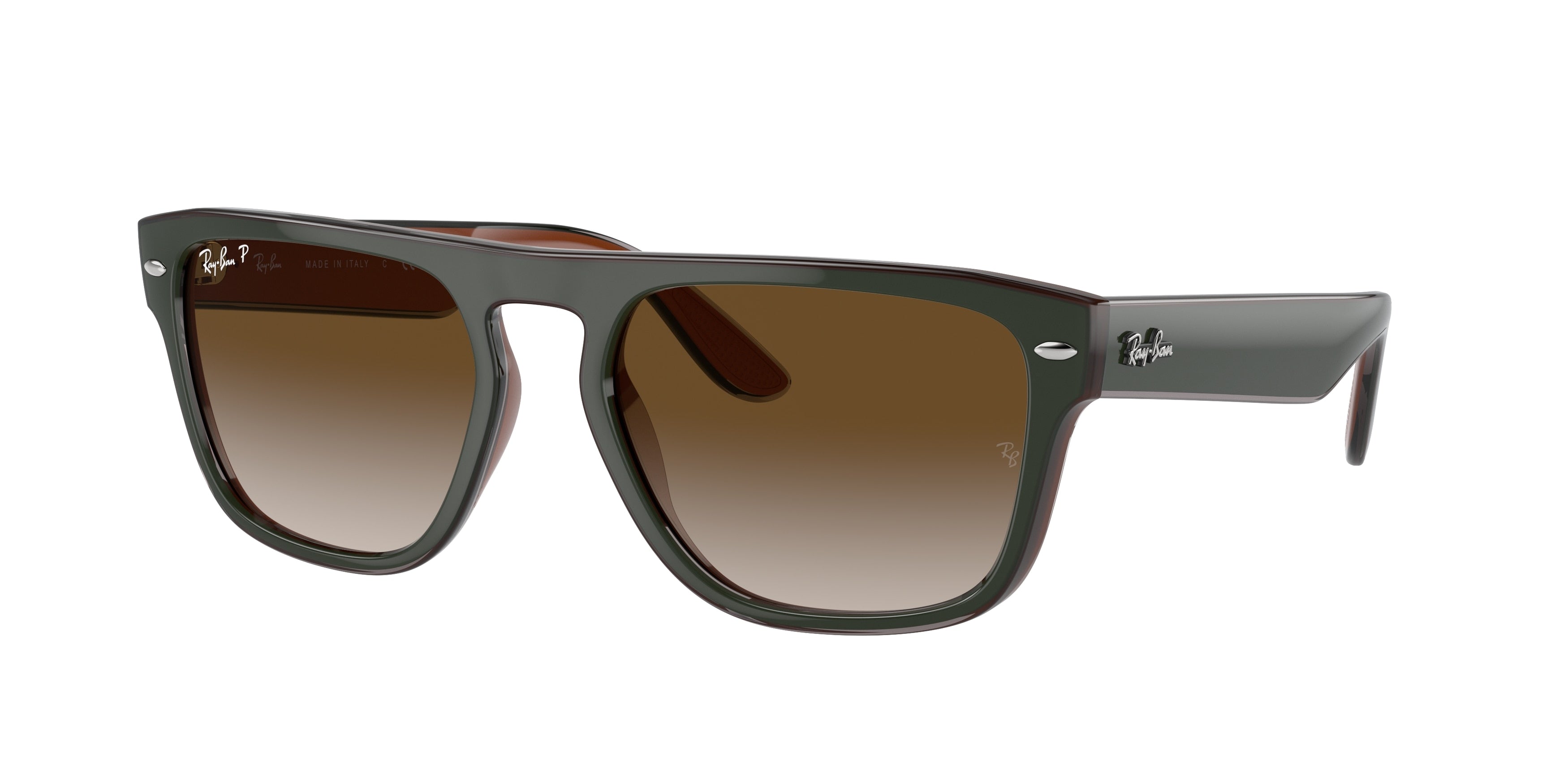 Ray-Ban RB4407 Square Sunglasses  6732T5-Green & Dark Grey & Transparent Brown 57-145-19 - Color Map Grey