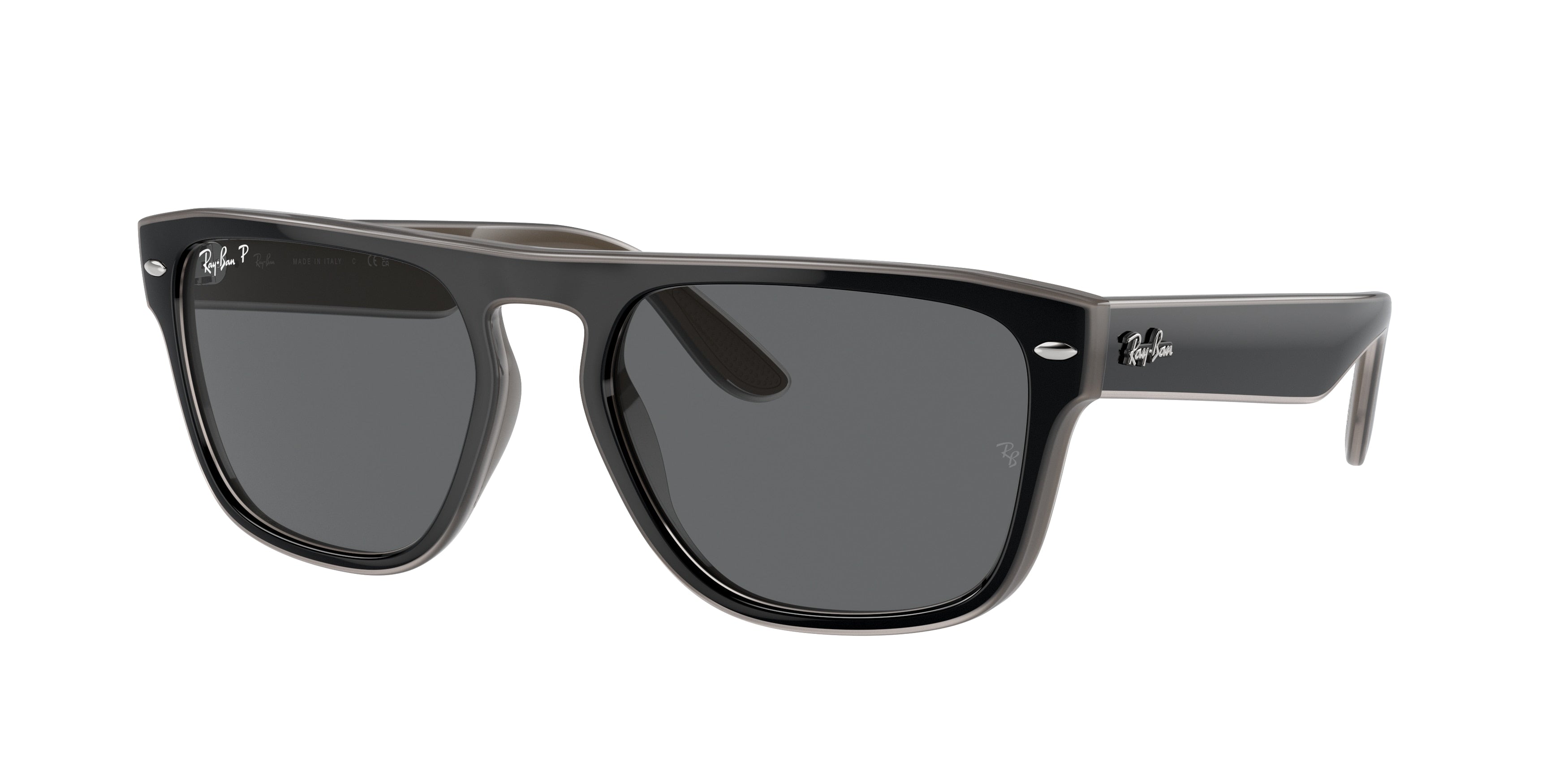 Ray-Ban RB4407 Square Sunglasses  673381-Black & Light Grey & Transparent Grey 57-145-19 - Color Map Black