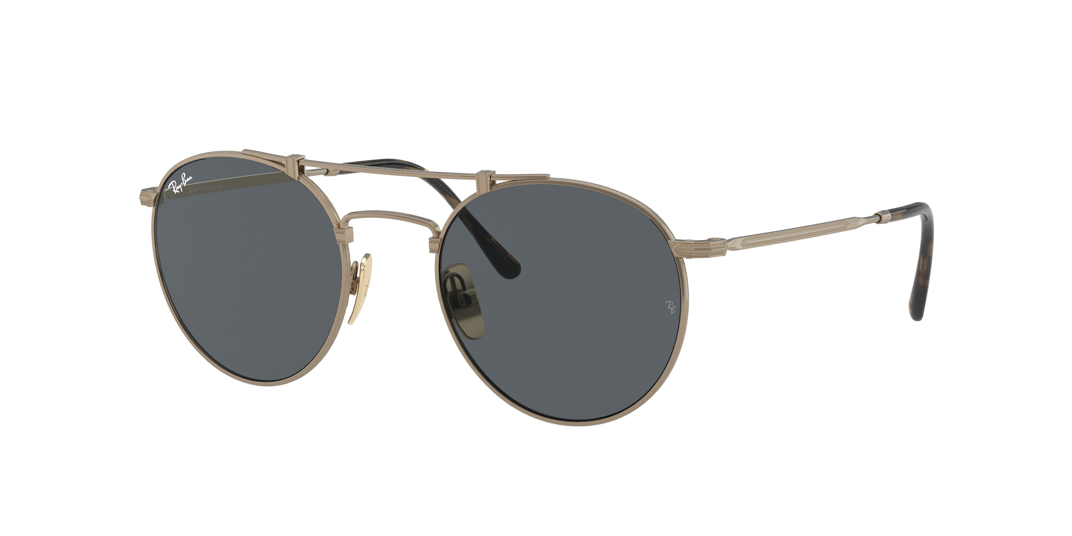 Ray-Ban TITANIUM RB8147 Round Sunglasses 913757-Antique Gold 50-140-21 - Color Map Gold
