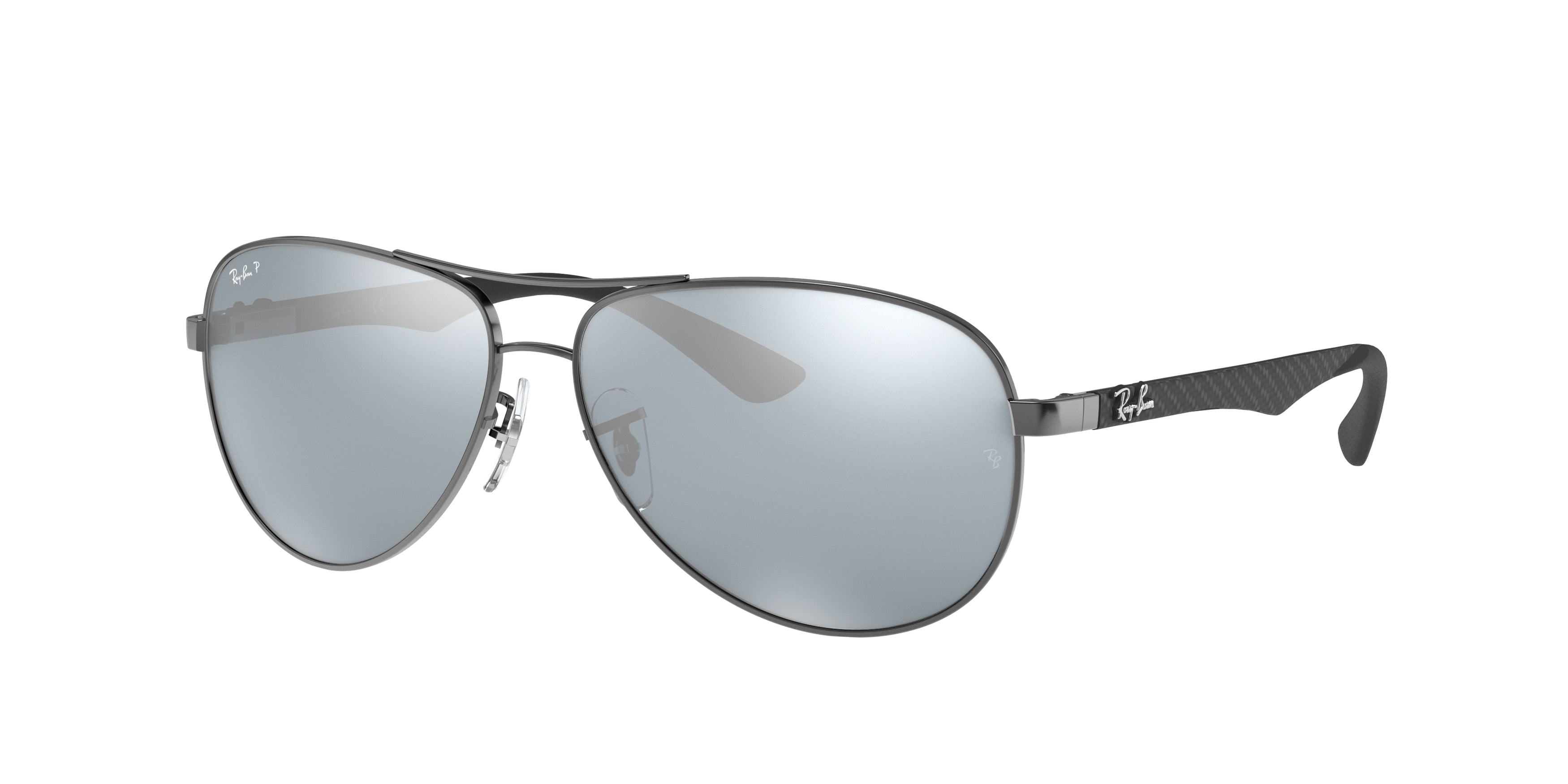 Ray-Ban CARBON FIBRE RB8313 Pilot Sunglasses  004/K6-Gunmetal 61-140-13 - Color Map Grey