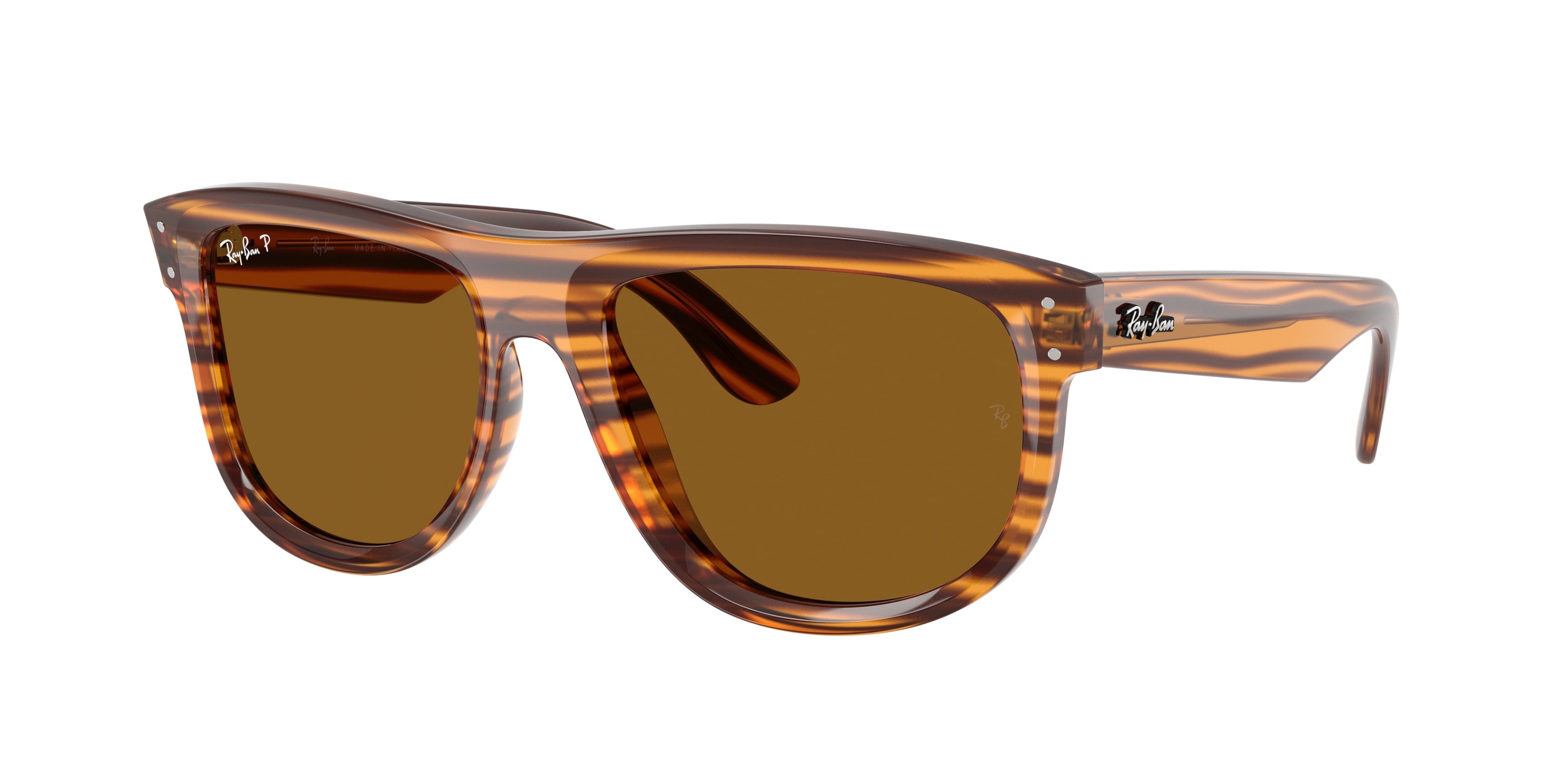 Ray-Ban BOYFRIEND REVERSE RBR0501S Square Sunglasses  679183-Striped Havana 56-145-18 - Color Map Brown