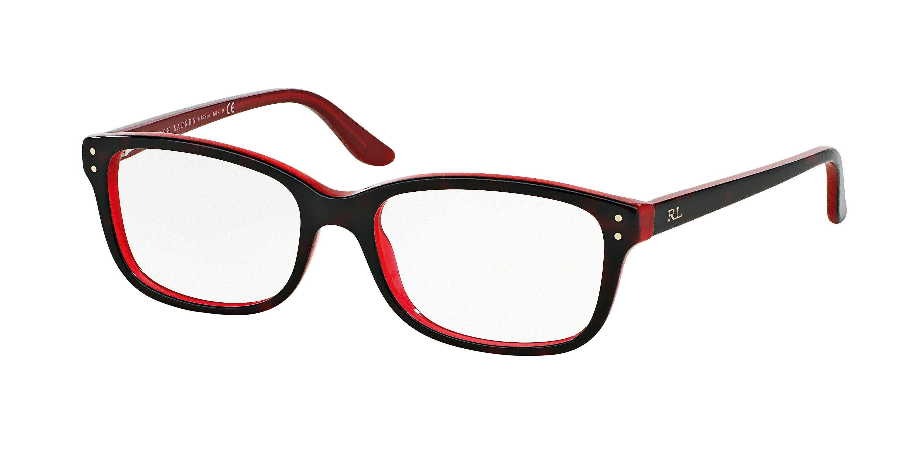 Ralph Lauren RL6062 Square Eyeglasses 5255-Shiny Dark Havana On Red 52-135-16 - Color Map Brown