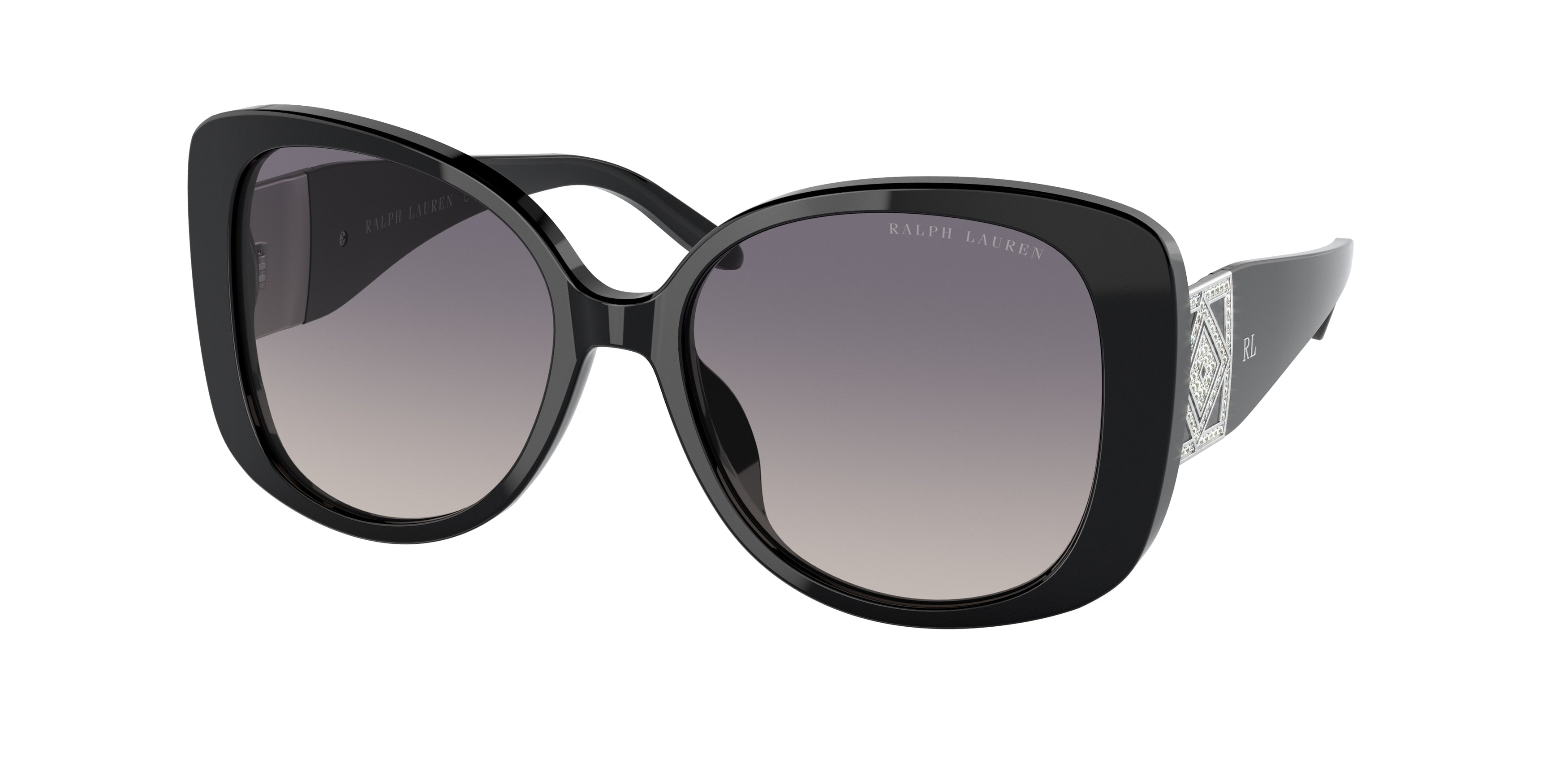 Ralph Lauren RL8196BU Butterfly Sunglasses 5001V6-Shiny Black 55-140-17 - Color Map Black