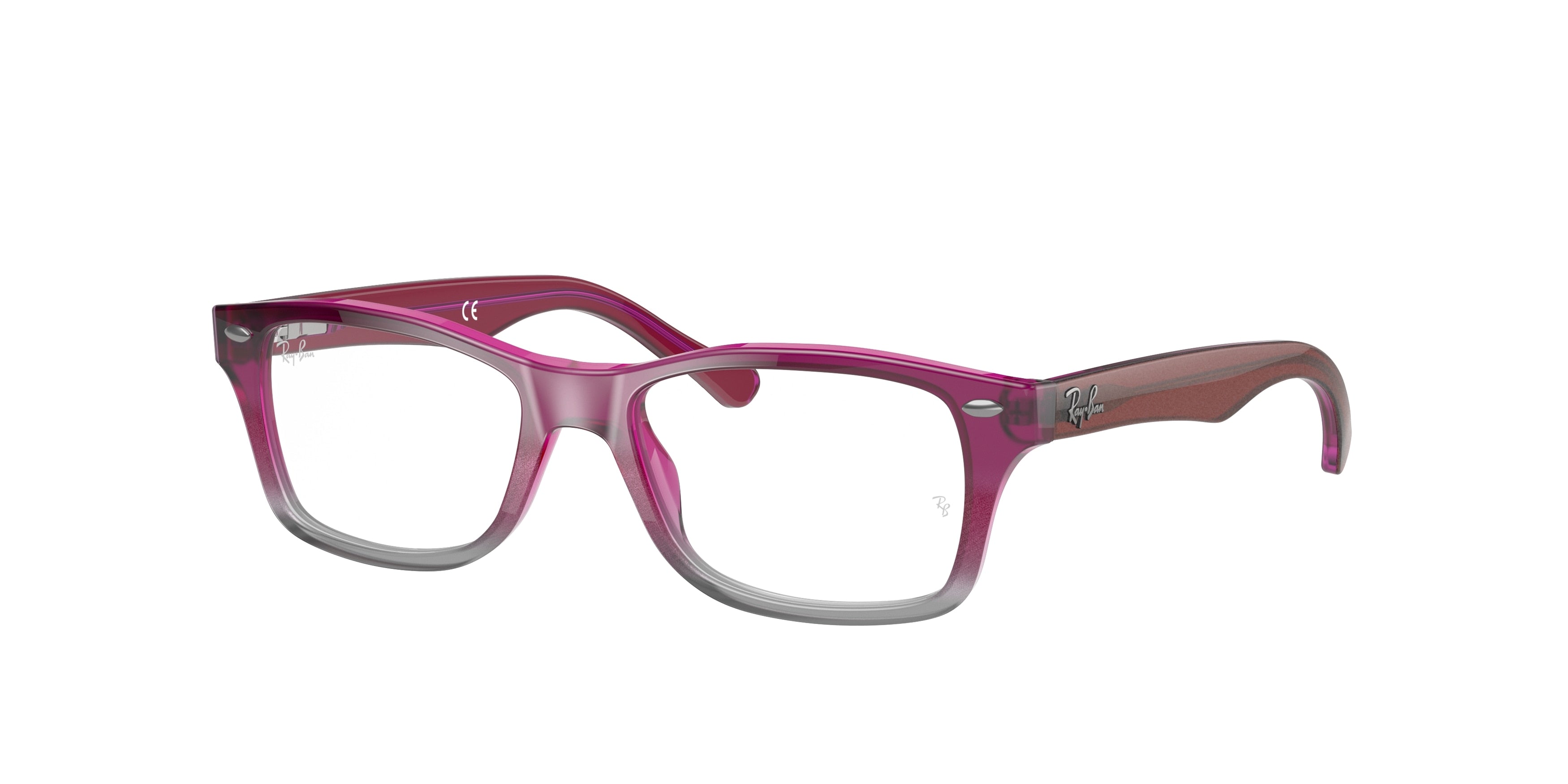 Ray-Ban Junior Vista RY1531 Square Eyeglasses 3648-Fuxia On Grey 48-130-16 - Color Map Pink