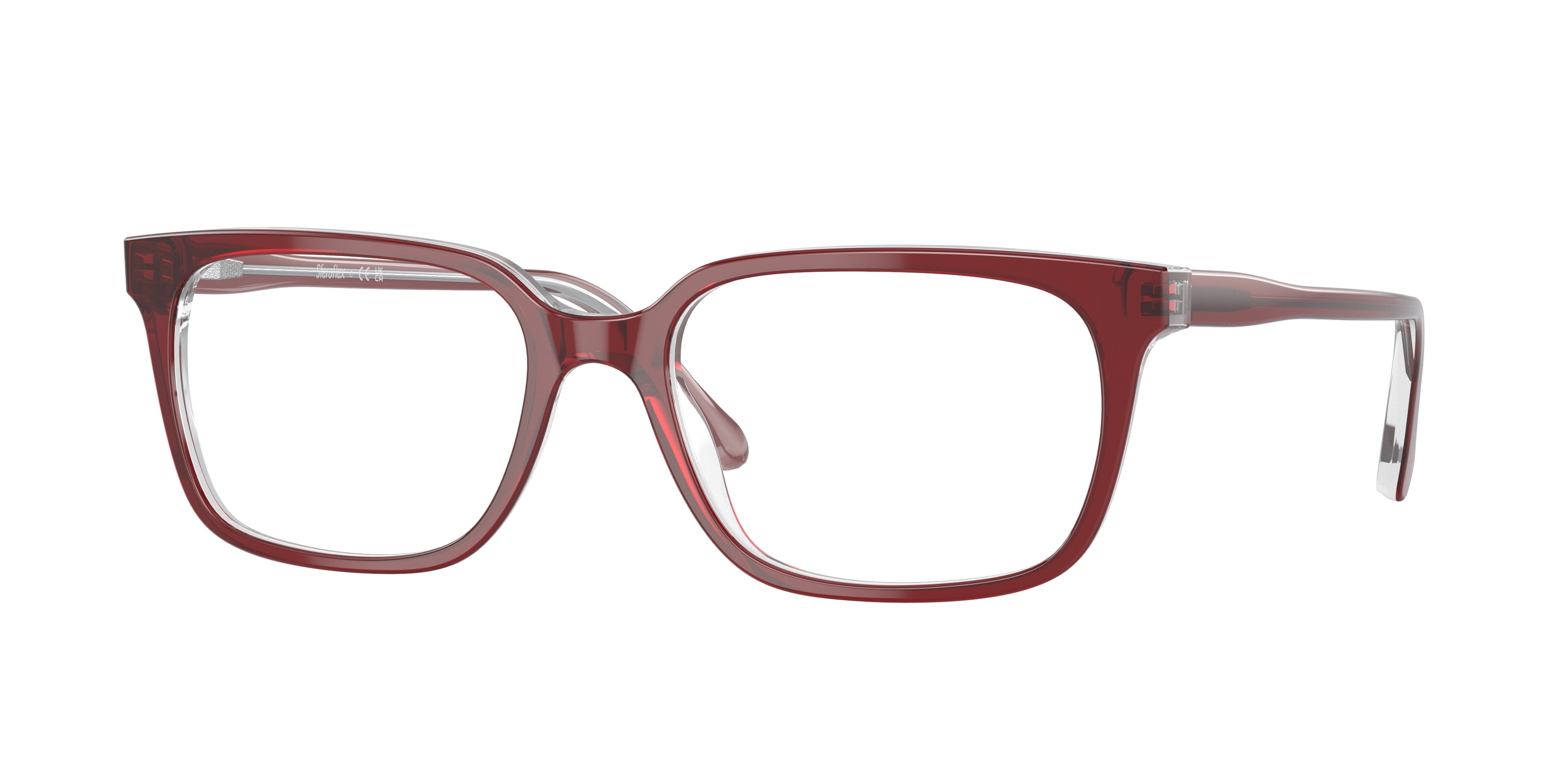 Sferoflex SF1151 Rectangle Eyeglasses C641-Top Bordeaux On Transparent 56-145-18 - Color Map Red