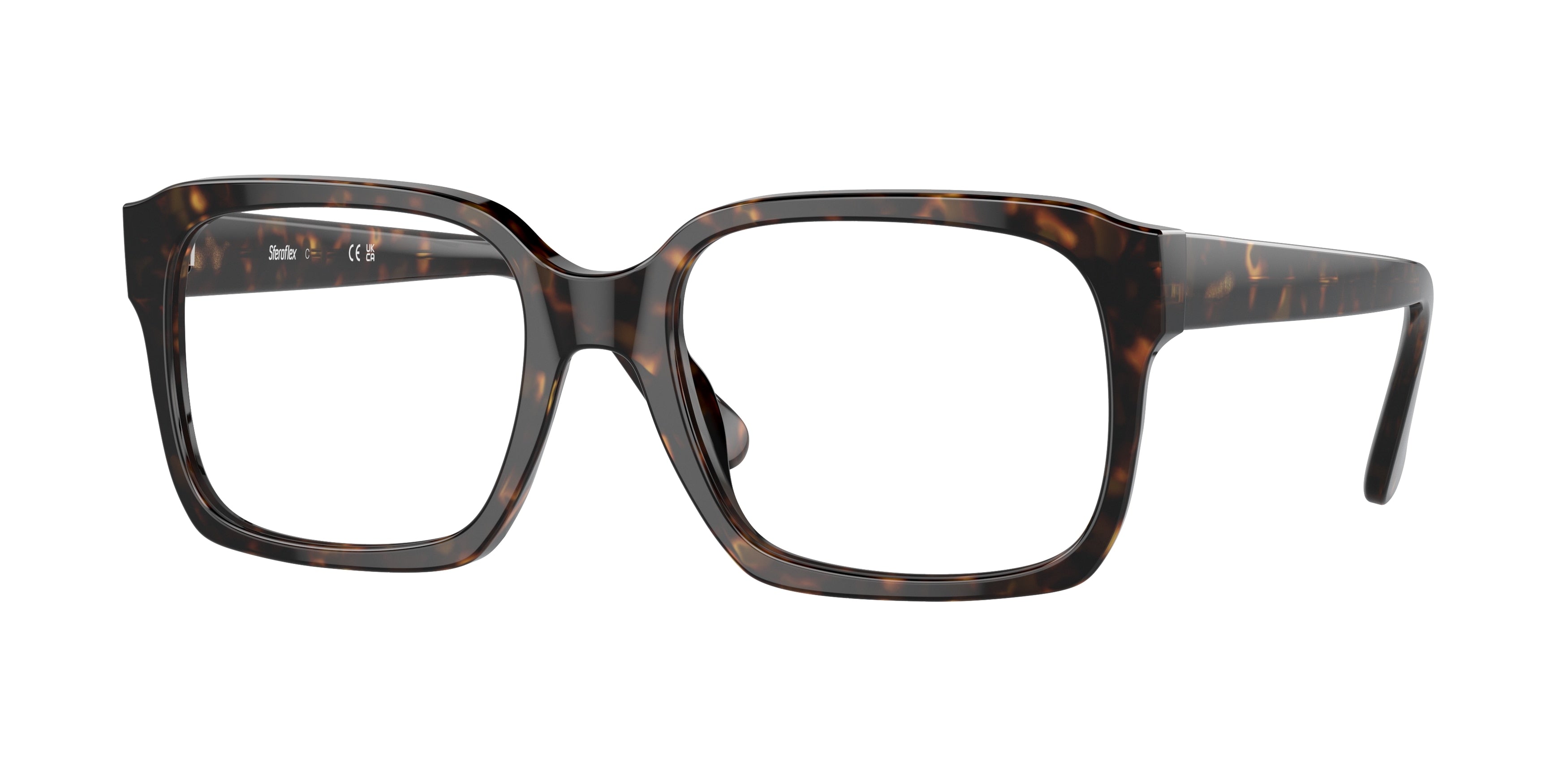 Sferoflex SF1152 Square Eyeglasses C213-Shiny Havana 56-145-19 - Color Map Tortoise