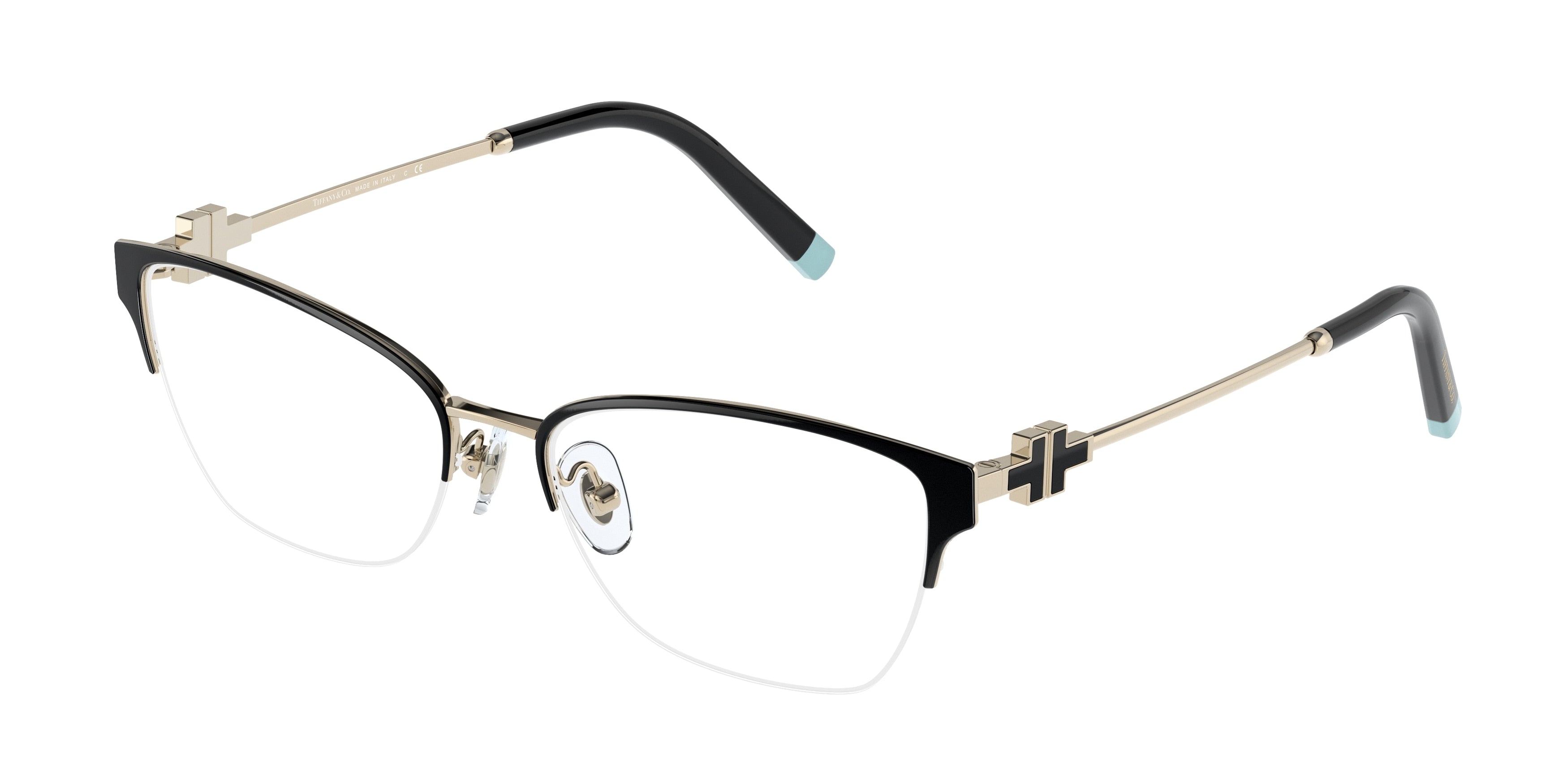 Tiffany TF1141 Cat Eye Eyeglasses 6164-Black On Pale Gold 54-140-16 - Color Map Black