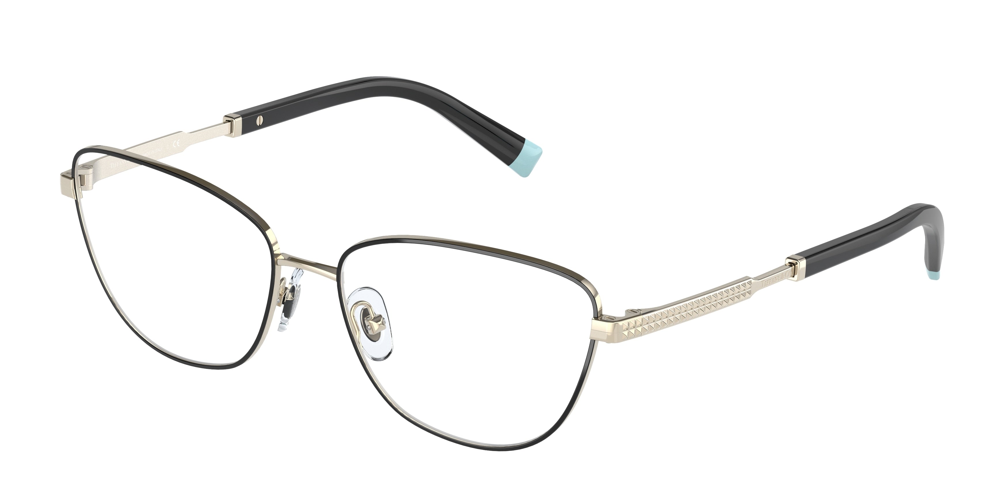 Tiffany TF1142 Cat Eye Eyeglasses 6164-Black On Pale Gold 56-145-16 - Color Map Black