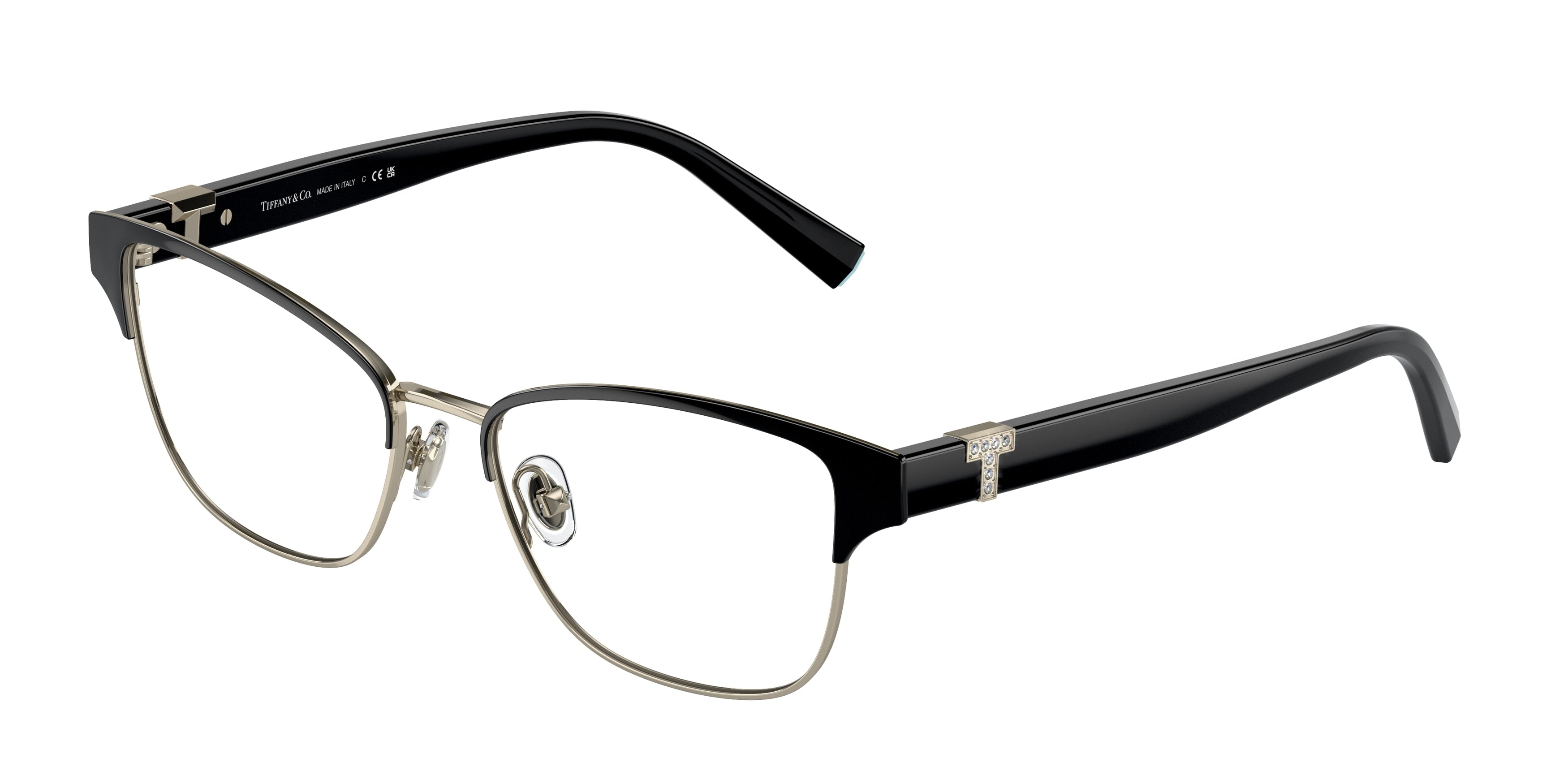 Tiffany TF1152B Cat Eye Eyeglasses 6166-Black On Pale Gold 52-140-16 - Color Map Black