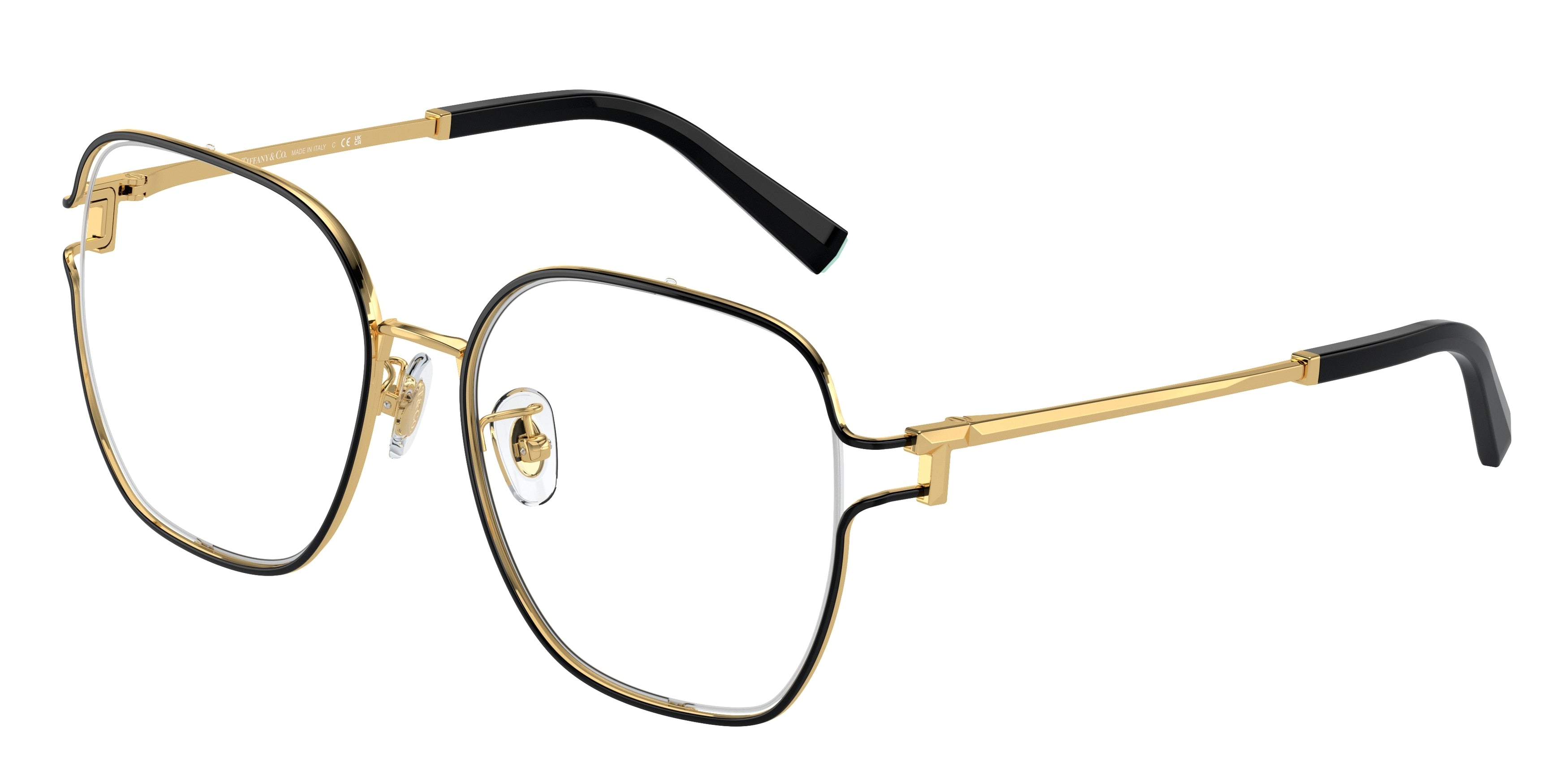 Tiffany TF1155D Square Eyeglasses 6197-Black On Gold 55-140-17 - Color Map Black