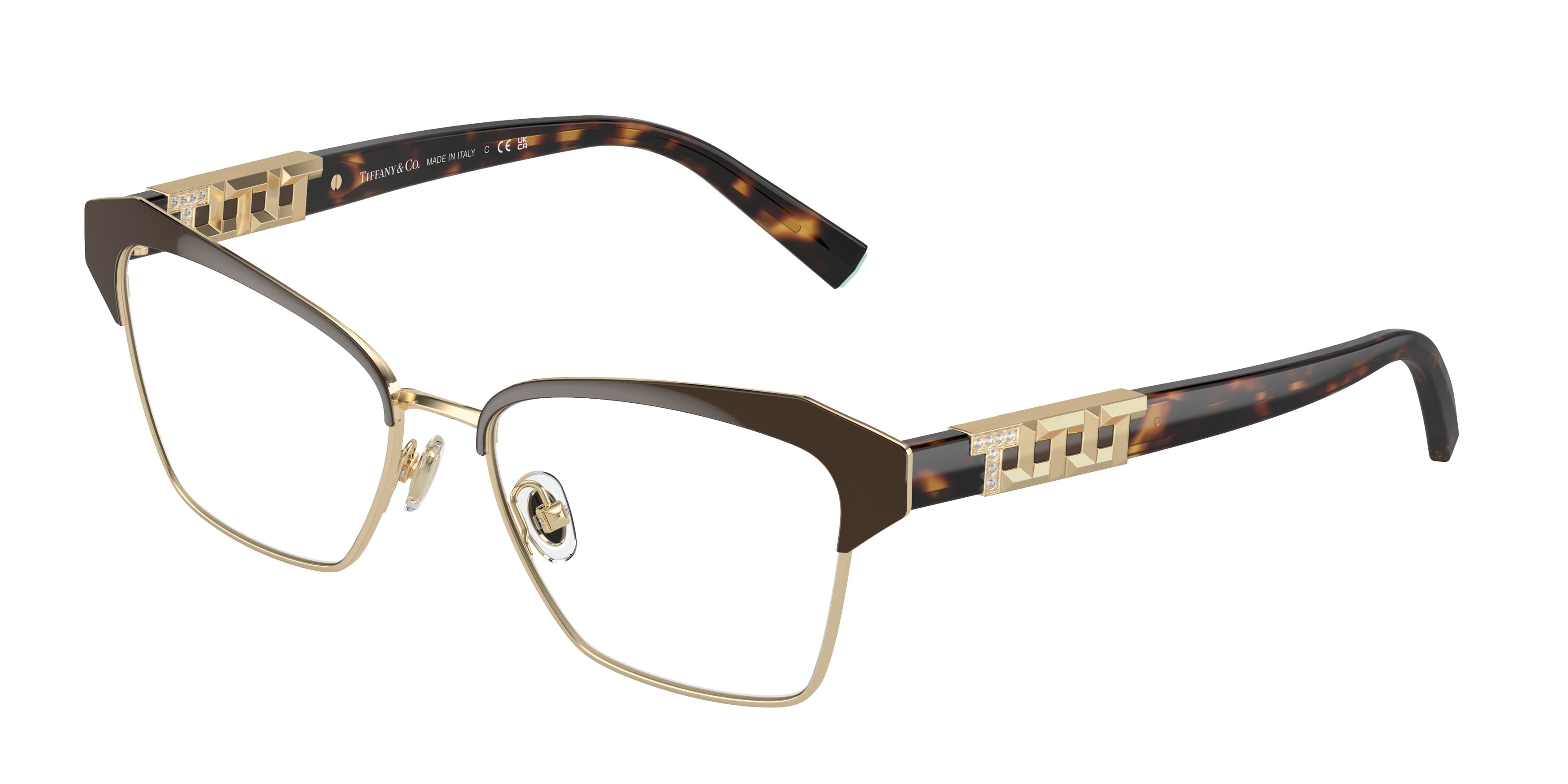 Tiffany TF1156B Square Eyeglasses 6204-Brown On Pale Gold 53-140-16 - Color Map Brown