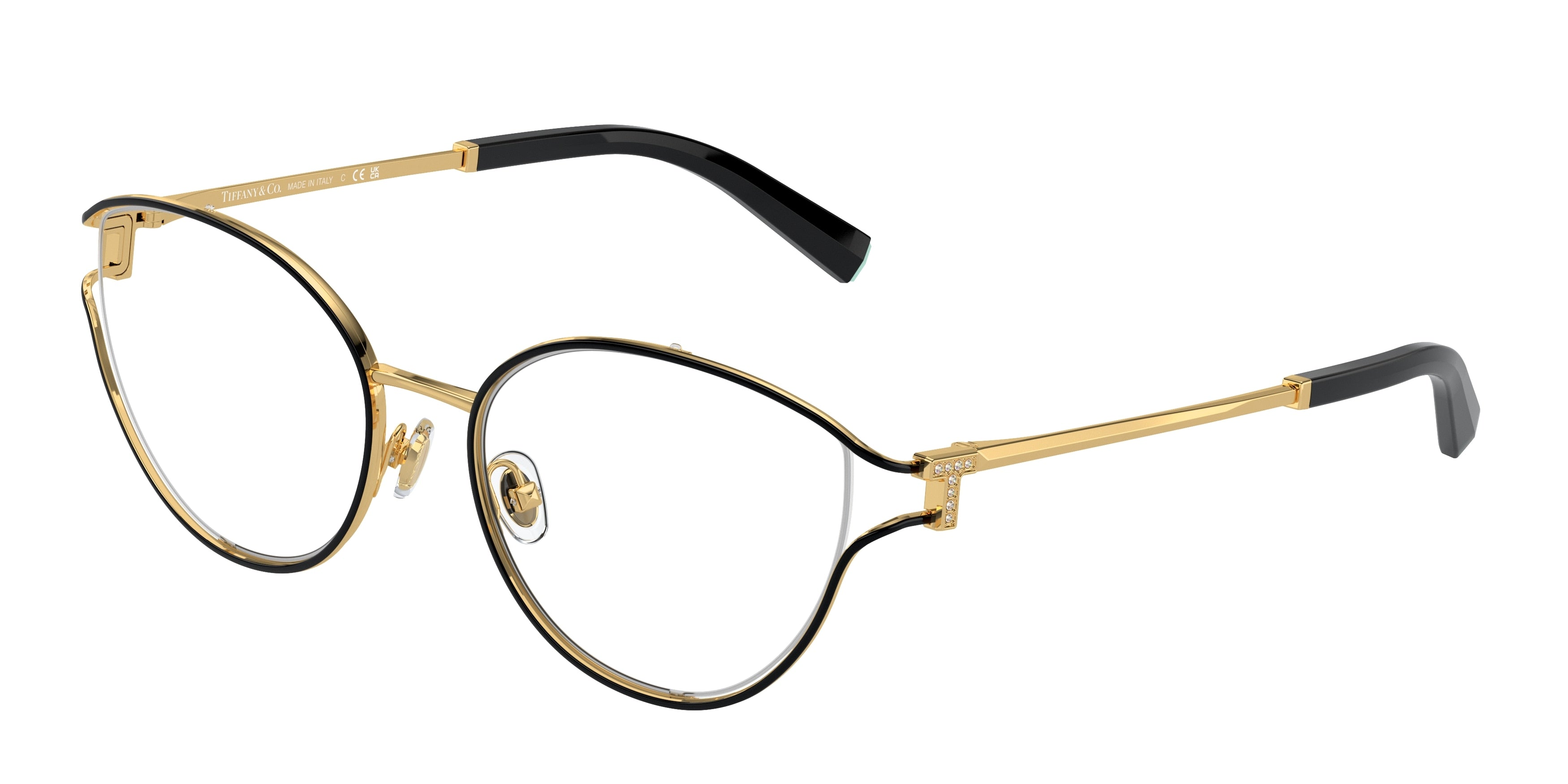 Tiffany TF1157B Oval Eyeglasses 6197-Black On Gold 54-135-18 - Color Map Black