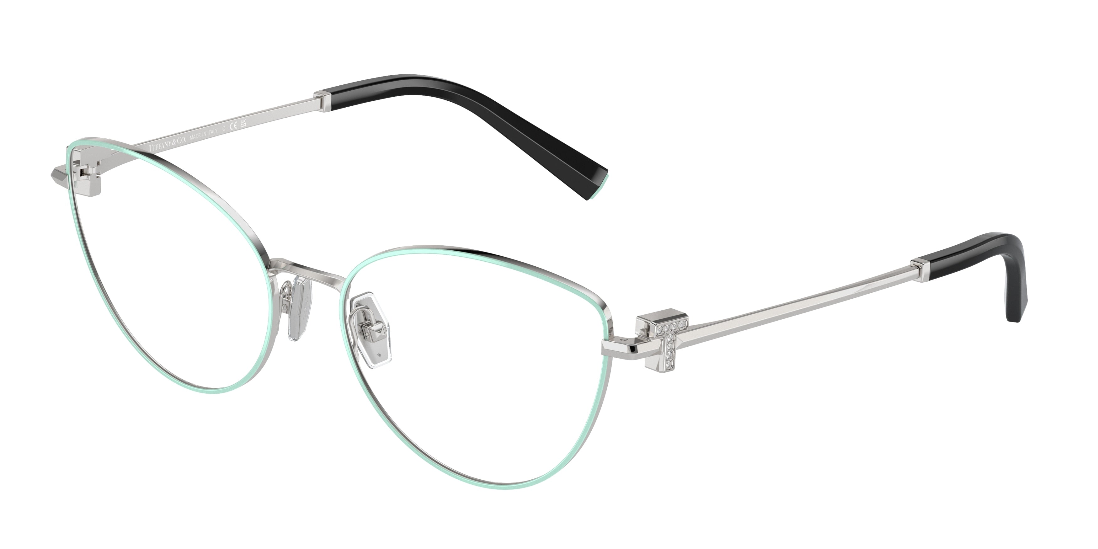Tiffany TF1159B Cat Eye Eyeglasses 6151-Tiffany Blue On Silver 56-140-17 - Color Map Blue