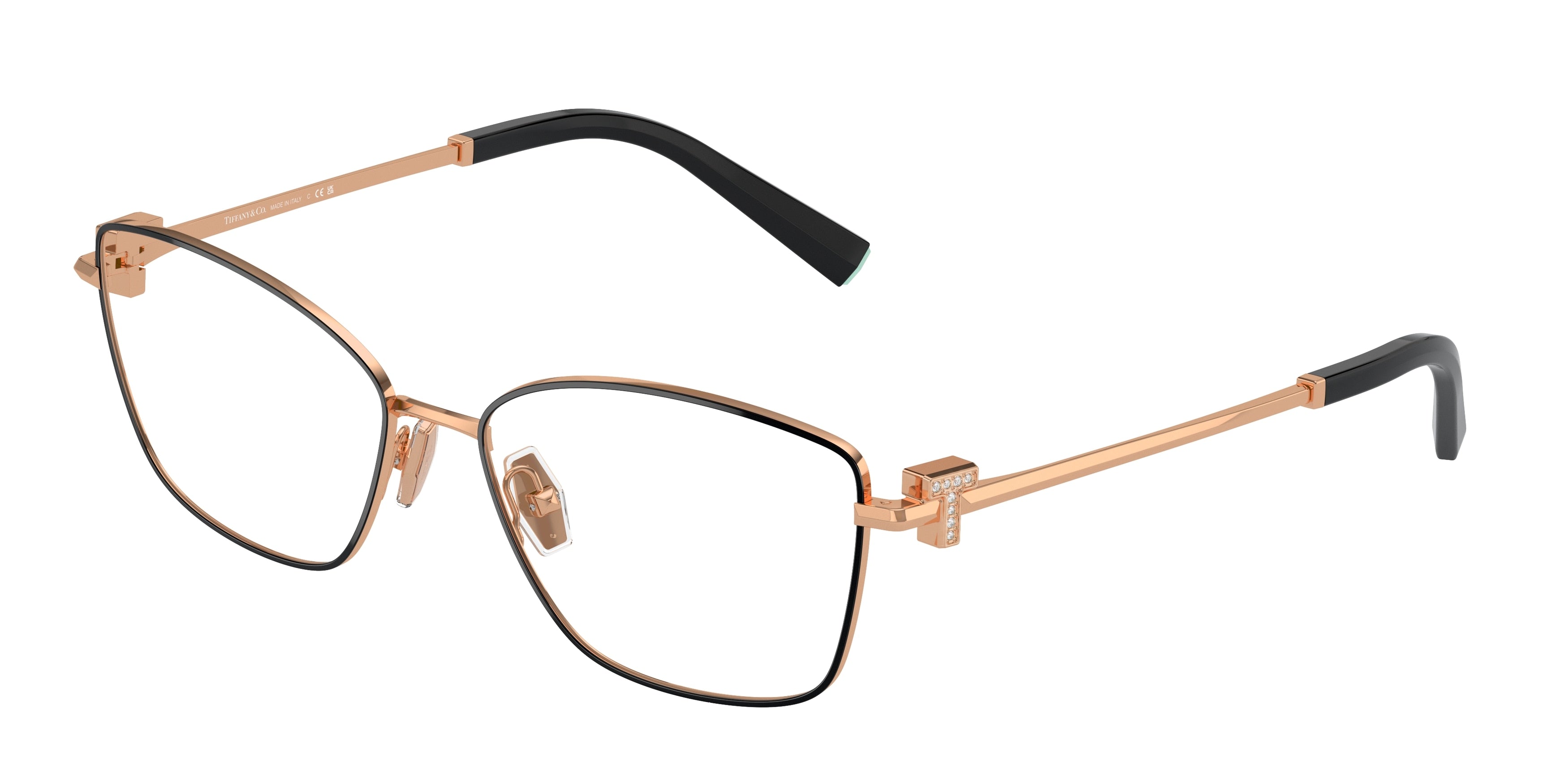 Tiffany TF1160B Butterfly Eyeglasses 6162-Black On Rose Gold 56-140-16 - Color Map Black